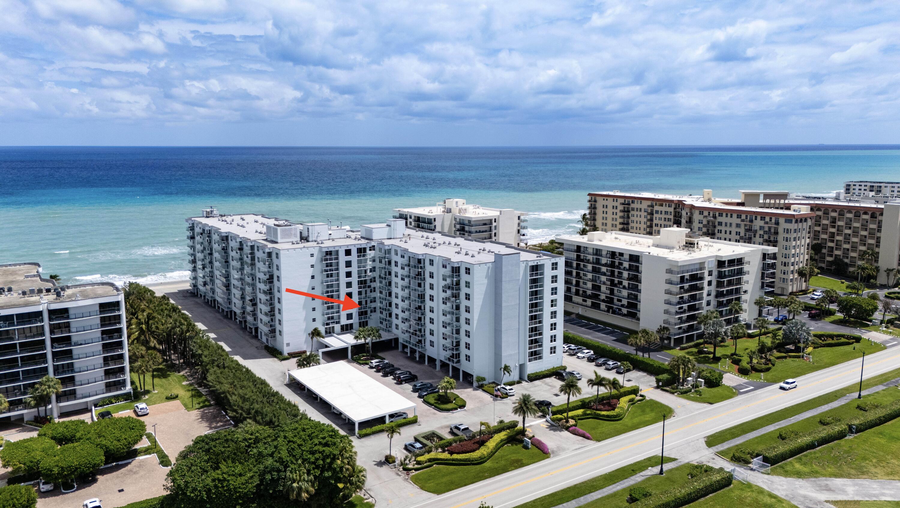 This bright and airy one-bedroom residence in an oceanfront building offers an exceptional blend of comfort, functionality, and coastal living, with breathtaking sunset views overlooking the Intracoastal Waterway. Thoughtfully designed with tile flooring throughout, the home features a custom built-in wall unit that adds both style and smart storage. A former closet has been expertly transformed into a compact office nook with a built-in desk, creating the perfect space for remote work or everyday organization. The updated kitchen is modern and inviting, featuring granite countertops, stainless steel appliances, and a clean contemporary design that complements the home's relaxed coastal ambiance. Natural light fills the living spaces, while both the bedroom and main living area capture  beautiful Intracoastal views. Step onto the private balcony to enjoy western exposure and spectacular sunsets each evening. Additional highlights include impact windows and an impact-rated sliding glass door for enhanced storm protection and peace of mind. The air conditioning system was replaced in 2020, and hot water is provided by the association, eliminating the need for an in-unit water heater. A dedicated storage unit, conveniently located on the same floor, is also included. This exceptional residence presents a wonderful opportunity to enjoy effortless oceanfront living with captivating water views and everyday convenience. Residents of The Patrician enjoy a resort-style lifestyle with a recently renovated oceanfront pool, outdoor kitchen and lounge areas, private beach access, and a well-equipped fitness center. Combining expansive water views, valuable upgrades, and opportunities for future personalization, this residence offers a rare chance to experience premier coastal living in one of Palm Beach's most established oceanfront communities.