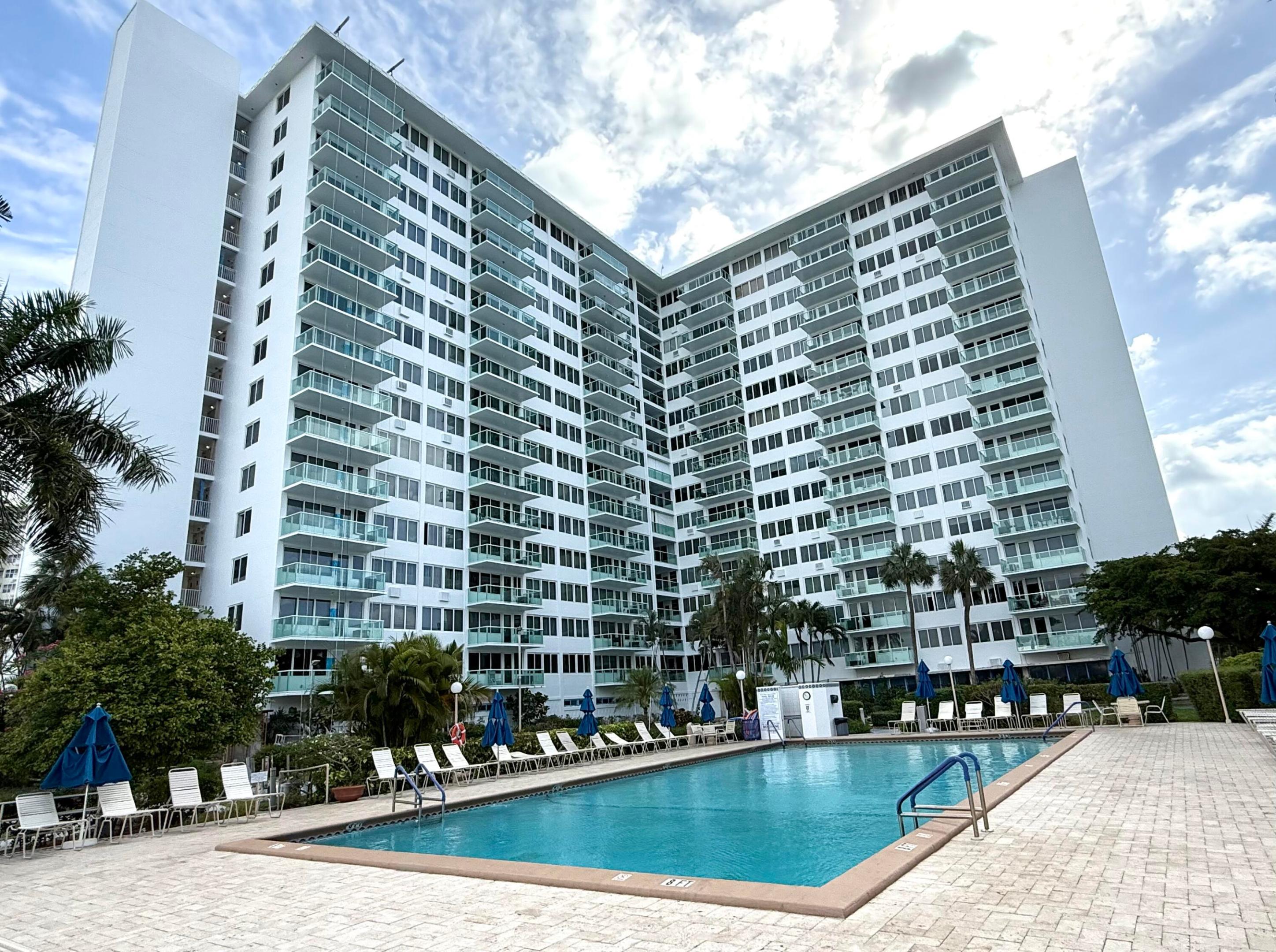 This is the one! SPECTACULAR Intracoastal and ocean views from this FULLY renovated oversized 2/2 with rare in suite Bosch washer & dryer! Stainless steel appliances including double drawer dishwasher & wine cooler. Quartz countertops. Kitchen open to dining/living room. Porcelain flooring throughout. Oversized master with sitting area & walk in closet. The building has completed a major renovation including concrete restoration, painting, new glass balconies and elevator modernization. All paid by the seller. Amazing heated pool on the Intracoastal, beautiful landscaping, shuffleboard, putting green, library, fitness and community rooms are just some of the amenities. Cable and internet included in the association fee. Convenient to shopping & dining. Cash only. No rentals.