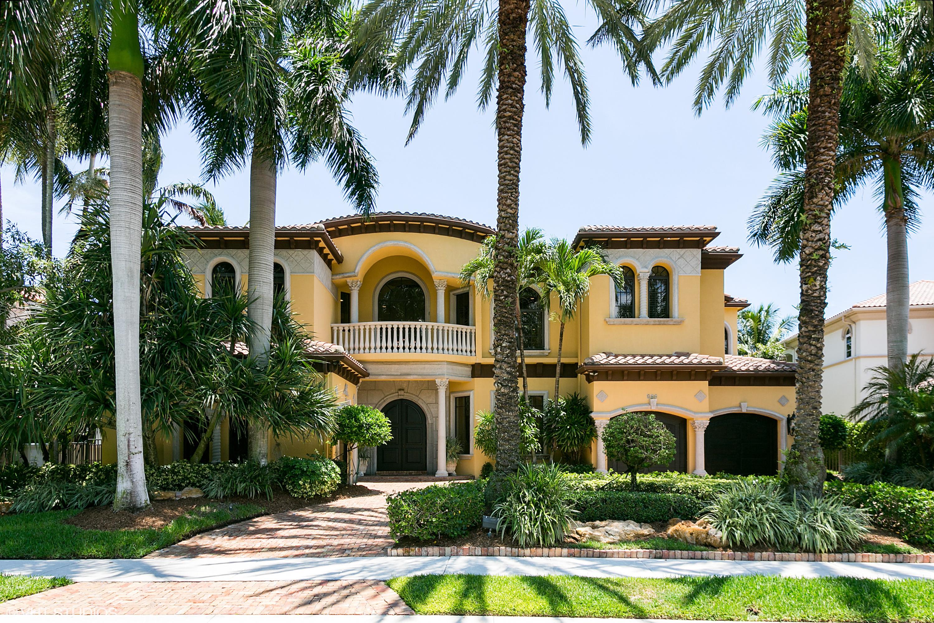 Builders own Custom Estate on over 111ft. of waterfront offers a private dock with access to the Intracoastal. This home has been renovated in the Transitional Style with Jerusalem flooring,freshly painted & rounded columns as you walk in to a magnificent living room & dining room overlooking the infinity edge pool & negative edge spa. Enjoy this home inside or outside with an outdoor entertainment center with sitting area to watch TV, sit by the new fireplace or watch the yachts go by. Spacious Updated Gourmet kitchen, new quartzite countertops with a large island for cooking. Family room & eat in kitchen, a bar for entertaining & a walk in wine cellar for the wine connoisseur. A wrought iron staircase leads you to the Owners Suite, sitting area & private balcony overlooking the canal. The buyers will love this magnificent master bedroom closet & a stunning master bath. There are also 3 suites on this floor along with loft for entertaining. Impact glass, a home generator, newer water heater, updated A/C units, 3 car garage & a first floor den/ office complete this waterfront estate.