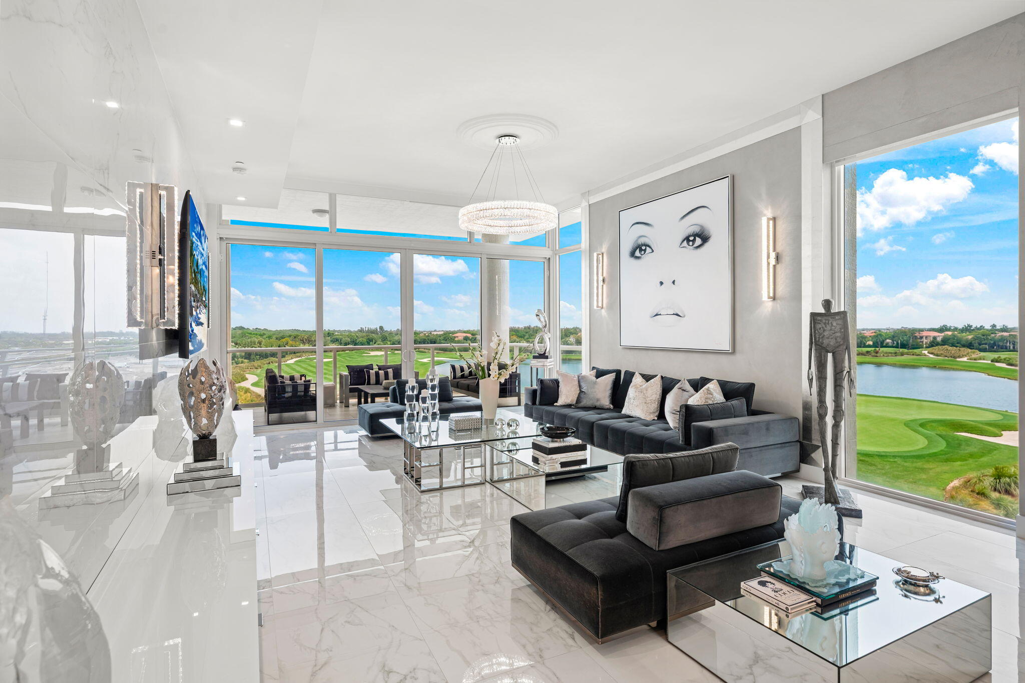 EXPERIENCE THE NEWEST LUXURY HIGH RISE IN BOCA WEST!  THIS ELEGANT CORNER PENTHOUSE WITH 11'6" FLOOR-TO-CEILING WINDOWS & PRIVATE ELEVATOR ENTRY IS LOCATED IN THE COVETED CENTER TOWER OF AKOYA!  STUNNING 3/3.5 PLUS DEN FEATURING BREATHTAKING PANORAMIC FAIRWAY & LAKE VIEWS!  LAVISH PRIMARY SUITE IS A PRIVATE RETREAT WITH  SPA-INSPIRED BATH & DIRECT BALCONY ACCESS.  GOURMET KITCHEN FEATURES SUB-ZERO & WOLF APPLIANCES AND ITALKRAFT CABINETRY.  AKOYA OFFERS VALET PARKING, 2 GARAGE SPACES, 24-HOUR FRONT DESK ATTENDANT, CARD ROOM, SOCIAL ROOM, GYM & RESORT STYLE POOL! LOCATED IN THE #1 PRIVATE RESIDENTIAL COUNTRY CLUB IN THE NATION, BOCA WEST OFFERS, A WORLD CLASS SPA, AQUATICS/FITNESS CENTER, 8 RESTAURANTS, FOUR 18 HOLE CHAMPIONSHIP GOLF COURSES, 24 TENNIS COURTS, 25 PICKLEBALL COURTS & MORE!  All bedrooms with en-suite baths and direct balcony access.  Offered unfurnished and furniture is negotiable.