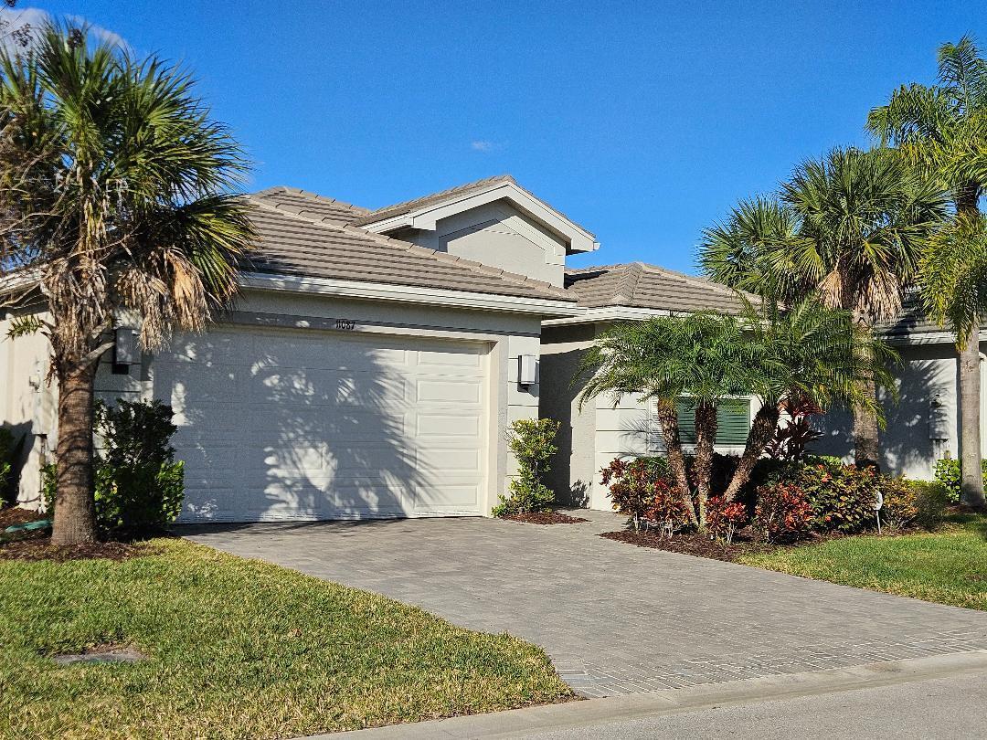 STUNNING VALUE...Single Family Home IN VALENCIA CAY! We are thrilled to present this incredible 6-year young home in the highly sought-after community of Valencia Cay! Located in the prestigious Riverland area, this home offers the ultimate luxury living experience.  The home features a wonderful floor plan, with stylish tile flooring in the main living areas, high ceilings, and a terrific open feel. The two large bedrooms, plus an open Office, provide ample space for relaxation and productivity. The beautiful cabinetry and stylish finishes throughout the home are sure to impress.  The owners installed motorized window shades for the sliding glass doors (with remote) and are also including the two mounted televisions shown inside the home.  The outside covered and  (continued) ...screened patio is perfect for enjoying the fresh air with a morning with a cup of coffee or tea along with the beautiful surroundings, while the rear yard offers complete privacy and more.  And that's not all - as a resident of Valencia Cay and Riverland, you'll have access to an incredible array of community features, including a luxurious club house, an unbelievable resort-style pool, plus sports galore including tennis and pickleball.  You can also enjoy shows in the opulent theater, enjoy multiple card rooms, sit and simply relax in the grand lobby or enjoy breakfast lunch or dinner inside or poolside in your clubhouse. You'll also have access to art and cooking studios, pottery, additional indoor outdoor lap pools (and a resistence pool) and an incredible and professional exercise facility...all included (additional charge for dining or exercise instructions). And, as part of Riverland, you'll be able to take advantage of the exclusive Passio trail system, a beautifully and magically landscaped trail system perfect for walking, biking, and golf carting (walking is even separated for the safety of everyone and the enjoyment of those walking, running or biking/golf carting). Be sure to also bring your golf cart and join your friendly neighbors in exploring the community!  Can we ask...do you enjoy cooking, pottery, gardening or art?  We hope so as your art center includes cooking classes (you cook and also dine), pottery and art classes as well as areas for your own gardening.  Become as involved as you want...and know that there is always something to do!  Just outside your gated community, you will learn that the developer also designed and constructed multiple ball parks and dog parks, making it the perfect place for families and outdoor enthusiasts. Don't miss out on this incredible opportunity to live in one of the most desirable communities in the area. Schedule a showing today and make this home and lifestyle yours!