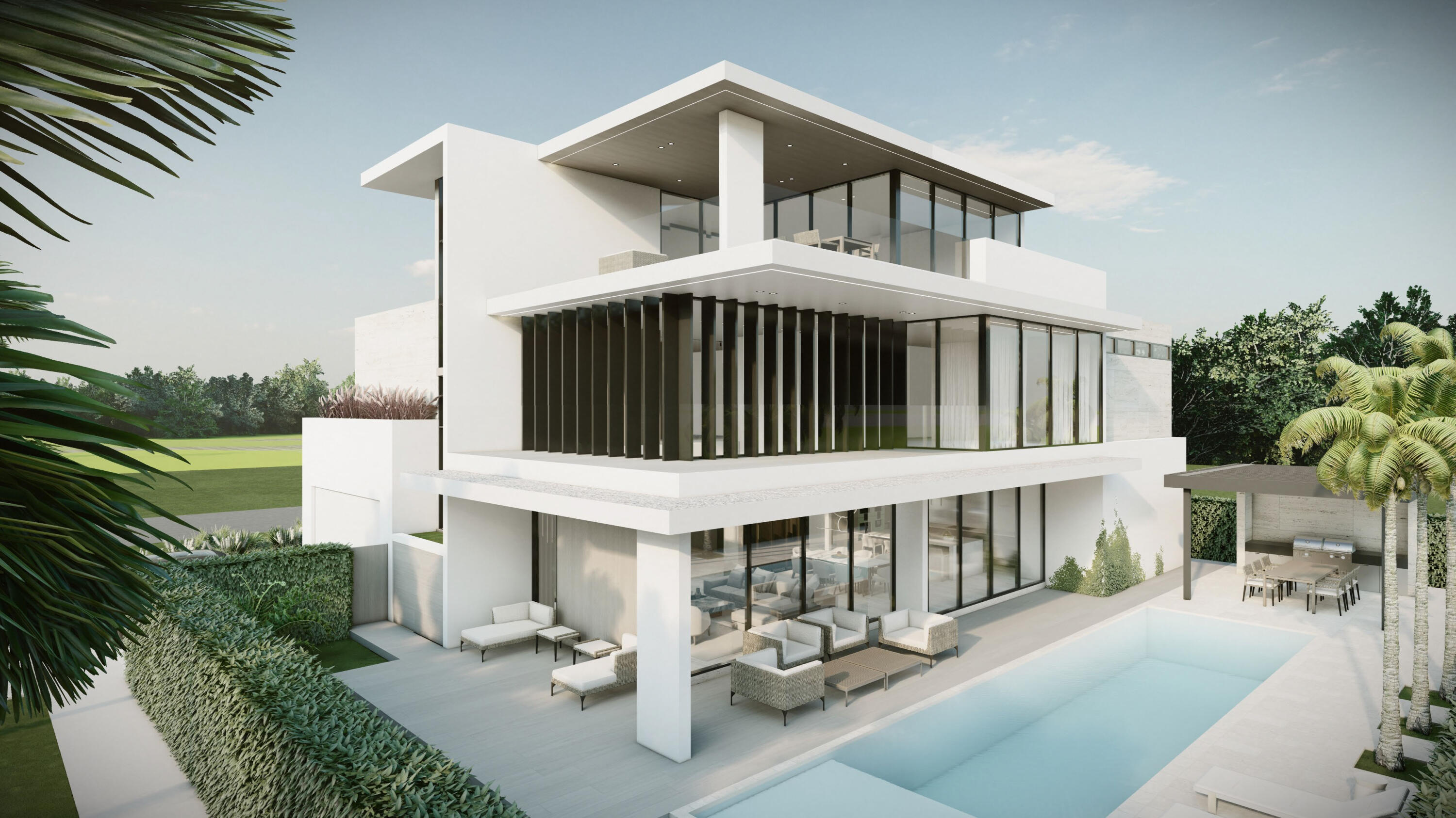 A visionary three-story gem, courtesy of Empire Development, is reimagining luxury residential living in east Boca Raton.  The latest in new construction in the exclusive Boca Villas community, 399 NE 7th Street will be a transformative masterwork and is expected to be completed in the 2nd quarter of 2024. Located on a coveted corner lot, this three-story layout (one of first in the neighborhood) seamlessly combines ultra-contemporary originality and open-concept comfort. This soon to be built custom-built estate will span more than 7,294 square feet (5,750 square feet of which is under air), and will encompass five en suite bedrooms, six full baths, and one powder room. 

The sprawling property, built for entertaining, promises a groundbreaking enclosed sky lounge on the third floor, complete with lounge area, full bath, and outdoor dining area. 

The main floor will boast a contemporary kitchen and full-sized pantry that incorporate quartzite counters, ceiling-height cabinetry, an oversized kitchen island with plenty of seating, and state-of-the-art appliances from Sub-Zero, Wolf, and Cove.  Large-format porcelain tile extends throughout the kitchen, dining room, and living room; all flowing right out to a private backyard oasis.  The first-floor guest suite includes a full-sized cabana bath with private access to both the pool and front driveway.   A home office and beautiful, cooled wine room complete the first level.  Louvered vertical panels and white oak wood flooring lead up the stairs and throughout the second-floor living quarters.  There you will find a luxurious owner's suite with a covered terrace overlooking the pool area and a grand primary bathroom with double shower, stand-alone spa tub, and dual walk-in closets. 

A chic resort-style vibe will flow throughout a main-floor outdoor setting with an elegant saltwater pool and adjoining spa, a sun ledge, and lush landscaping. And, enjoy relaxing under the pergola-covered dining area, complete with a full summer kitchen and grill. 

The residence will be delivered with a sophisticated AV and lighting system, prewired for motorized shades and drapery, as well as security cameras. Additional features include a three-floor elevator, and three-car garage with separate circuitry for electric-car charging and a full home generator. 

Located just a short distance from the best of South Florida beaches, Red Reef Park and nearby golf courses. Tennis, yachting and spa enthusiasts also will appreciate the community's proximity to the world-class The Boca Raton and the Beach Club. For additional casual and fine dining, shops, social and cultural opportunities, Mizner Park and Royal Palm Place are minutes away.  

DISCLAIMER: Builder and/or Seller reserve the right to make changes and/or modifications to plans, specifications, features, colors and prices. All plans, renderings, and videos shown are artists' conceptions. The information herein is believed to accurate but not guaranteed and may be subject to errors, omissions and changes without notice. All measurements, dimensions, room sizes and lot sizes are approximate. All such information should be independently verified by any prospective purchaser or seller. Parties should perform their own due diligence to verify such information prior to a sale or listing. Listing company expressly disclaims any warranty or representation regarding such information.