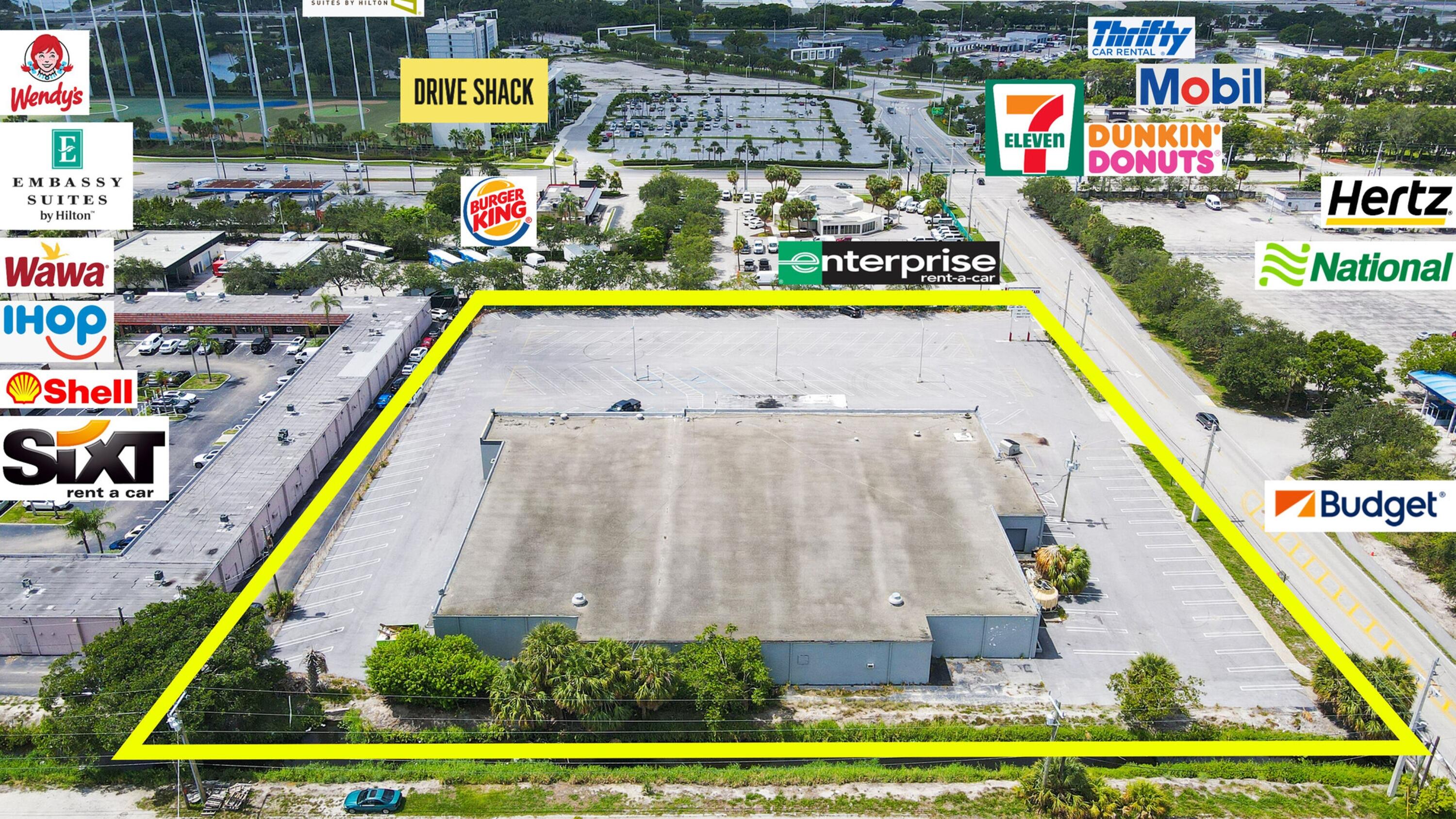 Trophy Commercial Asset - 2.66± Acres. A once-in-a-generation opportunity to control a prime 2.66± acre site at the entrance to Palm Beach International Airport (PBI). Multi-zoned to accommodate a broad range of commercial uses. Fully permitted plans for a 108,000± SF Class-A self-storage facility. Existing 30,000± SF building on-site. Whether envisioned as a flagship development, high-performing storage facility, or bespoke commercial project, this site offers unmatched visibility, accessibility, and prestige in the heart of Palm Beach County's growth corridor.