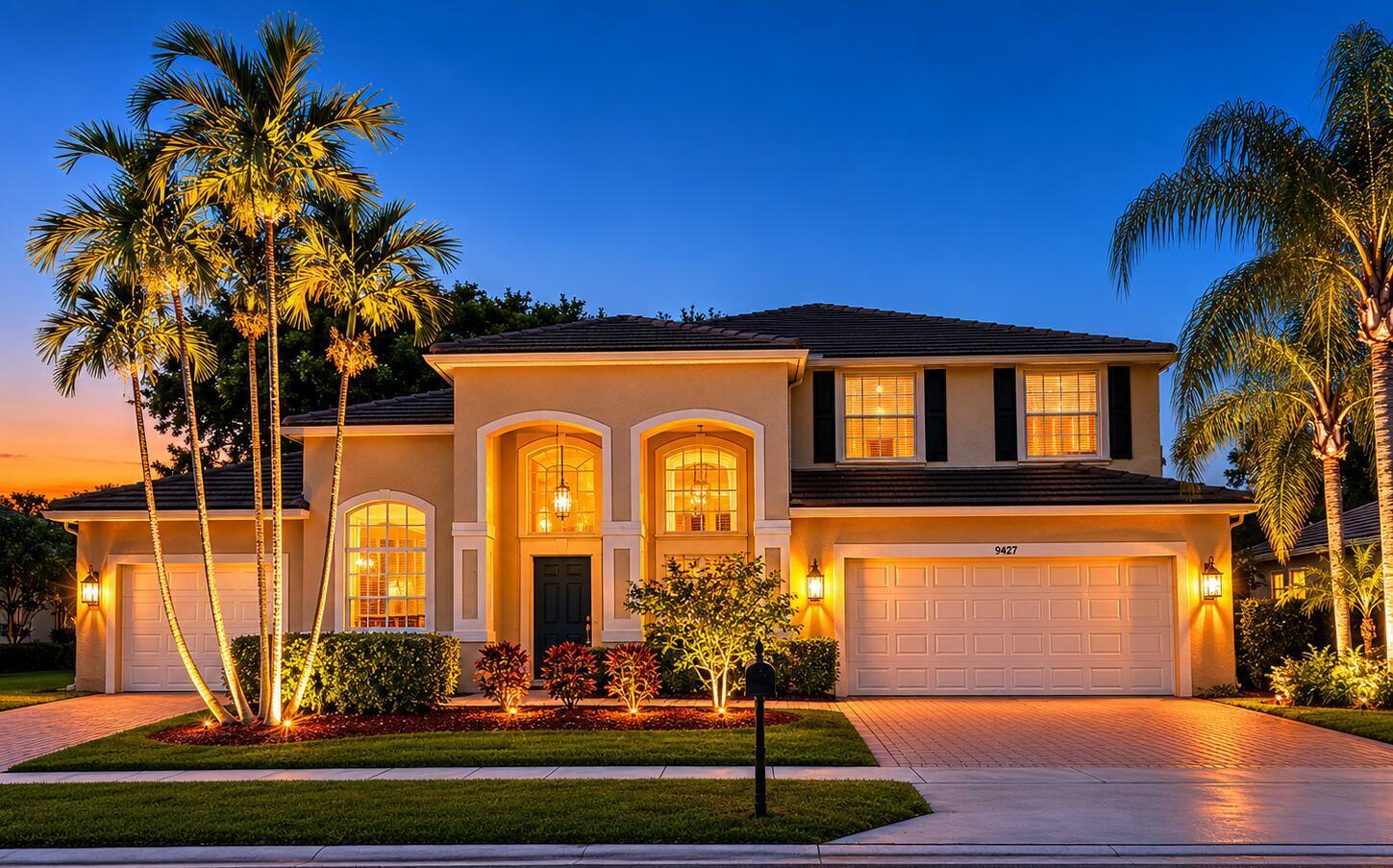 Welcome to the largest model in Stonehaven, featuring 3,765 square feet of lakefront living in one of the area's most desirable gated communities. From the moment you step through the front door, you're greeted by dramatic 22-foot ceilings, a grand Brazilian cherry and iron double staircase, and abundant natural light that creates a bright, open feel throughout the home. Overlooking the lake, this spacious 5-bedroom, 4-bath residence provides room to live, work, and entertain comfortably.  Designed for both everyday living and entertaining, the open floor plan features generous living and dining areas, an open kitchen with abundant cabinetry and counter space, and a spacious family room overlooking the lake. The highly sought-after first-floor primary suite provides pri vacy and convenience, while an additional bedroom and full bath on the main level provide added flexibility and functionality. Upstairs, you'll find three additional bedrooms, two full bathrooms, a loft, and a large media room, creating exceptional flexibility for a home theater, game room, fitness space, playroom, second living area, or workspace. Large windows throughout the home showcase expansive lake views and fill the living spaces with natural light. Step outside and enjoy the tranquil waterfront setting from your backyard, where expansive lake views provide a beautiful backdrop throughout the day. Additional features include a 3-car garage, roof replacement completed in 2023, accordion shutters on the upper-level windows, low HOA fees, and access to Stonehaven's community amenities, including a clubhouse, pool, fitness center, tennis courts, and pickleball courts.  Ideally located in the highly desirable Wellington area and zoned for Wellington's highly rated schools, this home is conveniently located near shopping, dining, parks, golf, Wellington's world-renowned equestrian venues, and Palm Beach International Airport. Located in unincorporated Palm Beach County, residents enjoy the convenience of the Wellington area without Wellington municipal taxes. Whether enjoying a quiet evening or entertaining, this is more than a house, it's a place to call home.