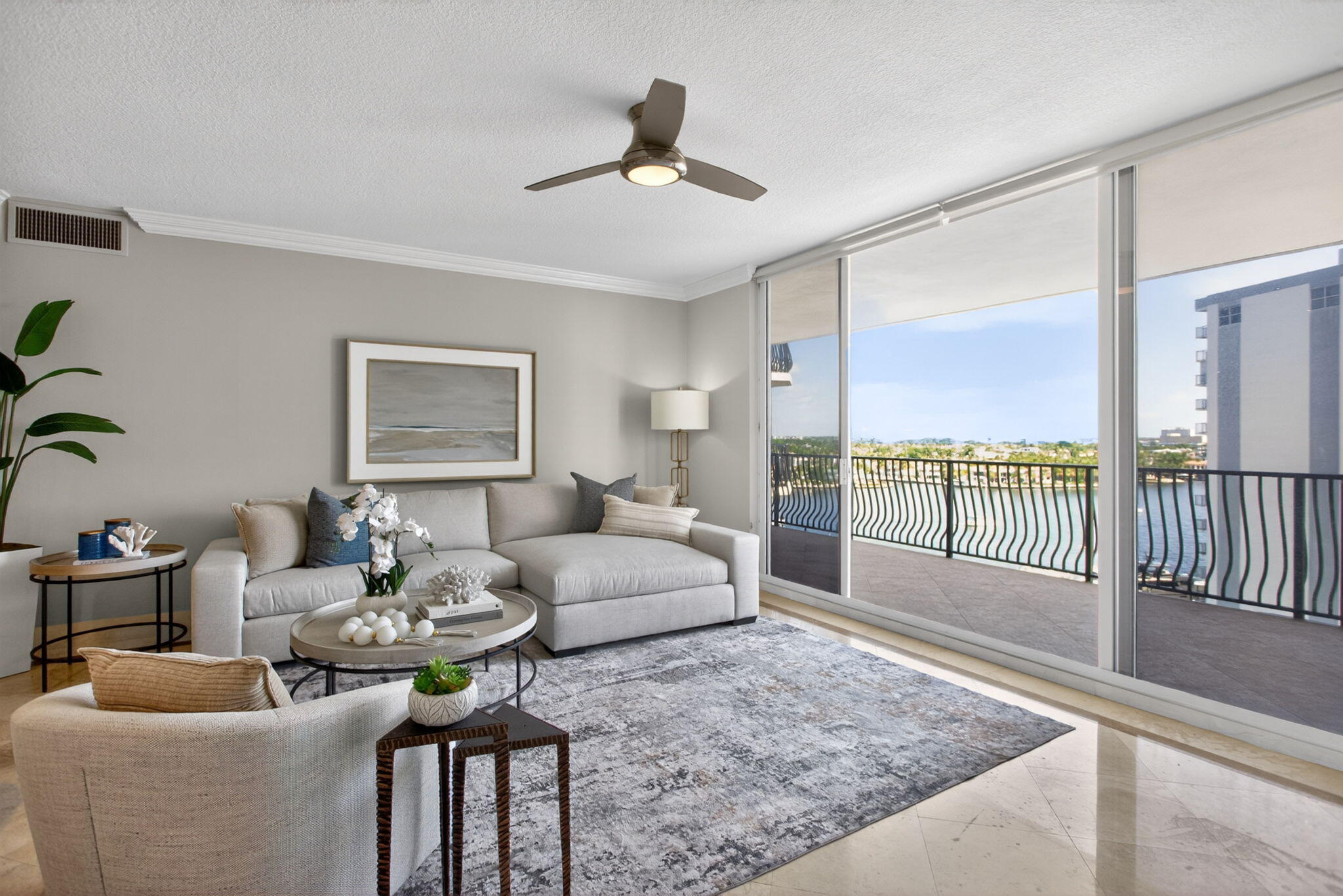 Large 2 bed 2 bath residence at Jackson Tower with panoramic water, city & ocean views and oversized private balcony. Positioned between the beach & Las Olas Marina, overlooking the intracoastal. Arrive through your private elevator entry into bright, open living spaces with marble floors throughout, framed by floor-to-ceiling impact glass and balcony access from every room. Primary suite with endless closet space, marble clad bathroom with jacuzzi & separate shower & water views. Comes with RARE 2 garage parking spaces. Resort-style amenities including a heated pool & spa, fitness center, marina-view clubhouse, sun deck, BBQ area, concierge, 24/7 security & guest valet. Just moments from Fort Lauderdale's top waterfront dining, shopping, and nightlife. Pet-friendly community