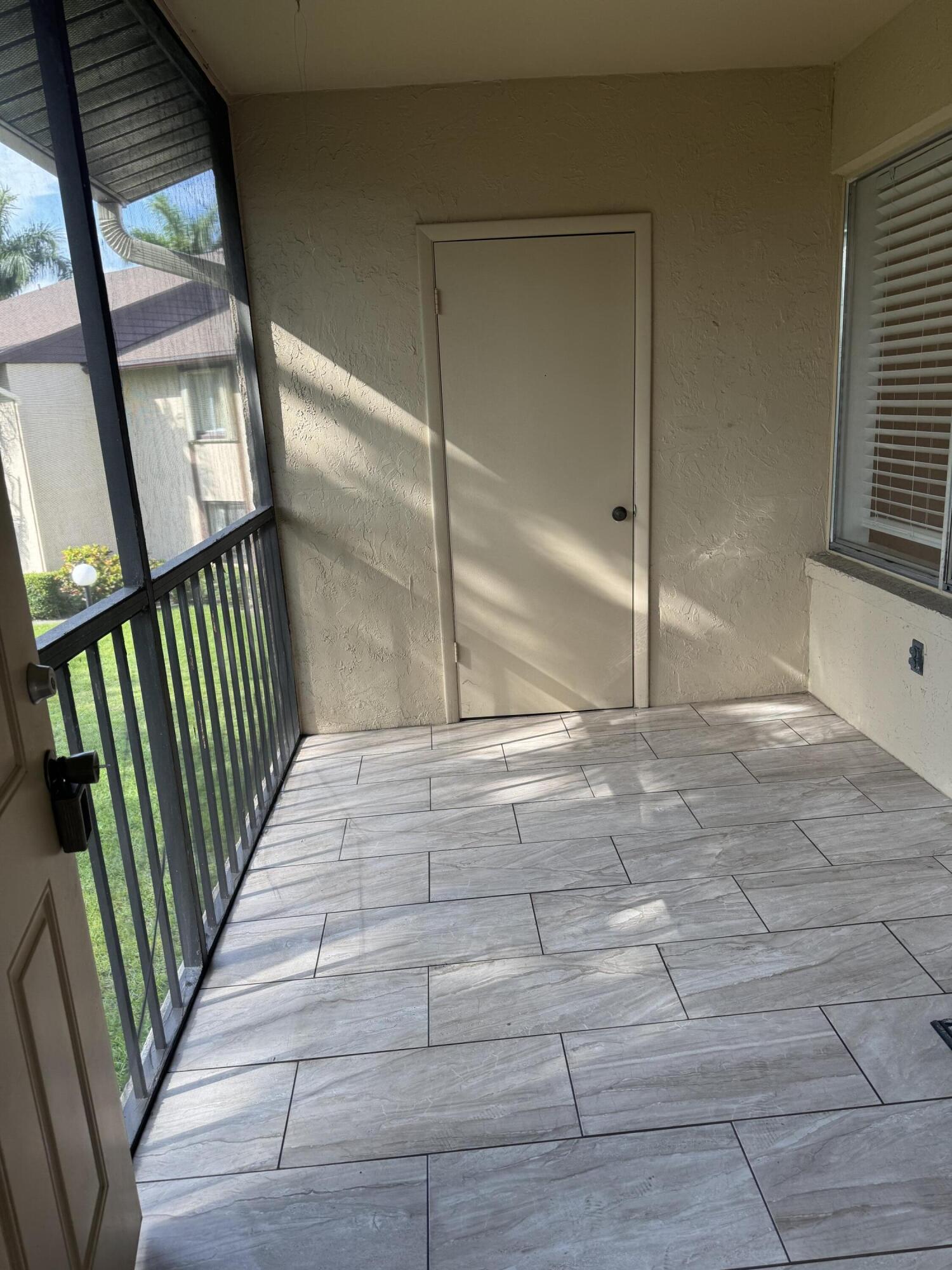 Adorable and well maintained 2/1, 2nd floor condo with private balcony in the desirable 55+, active adult community of Pine Ridge IV.  This home backs up to a quiet green space offering a great location with no neighbors or parking lot offering a great parking spot too.  Bathroom has been updated and walk in closets in the bedrooms.  Freshly painted and new electrical outlets thru out. Pine Ridge IV community has an active adult clubhouse that features a large lounging/sunning deck, relaxing lake and fountain views, full kitchen, outdoor gas grilling stations, bocce ball, shuffleboard and a fabulous community pool.  Conveniently located close to all shopping venues, I95, Florida turnpike.  PBI and everything the Palm Beaches have to offer.  No pets unless a service animal see restrictions