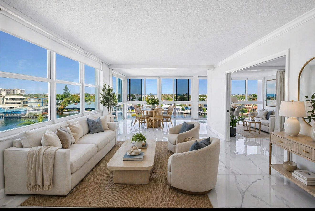 Direct intracoastal corner 2 bedroom and 2 full bathroom condo. Offering a rare combination of privacy, light and breathtaking views. Enjoy panoramic views of the ocean above 3 story height restricted, Lauderdale By The Sea, and panoramic sweeping views of the intracoastal. Walking distance to the beach, and Lauderdale By The Sea Beach Town. Common area dockage canal just off of a 12 month a year no wake zone section of the intracoastal waterway. Newly renovated upscale modern open kitchen concept. Elegant new tile floors. Expansive floor-to- ceiling windows, frame truly one-of-a-kind views. Brand new central air conditioning unit. Garage parking, direct intracoastal heated swimming pool. Party room is currently being renovated. Small pets are welcome.