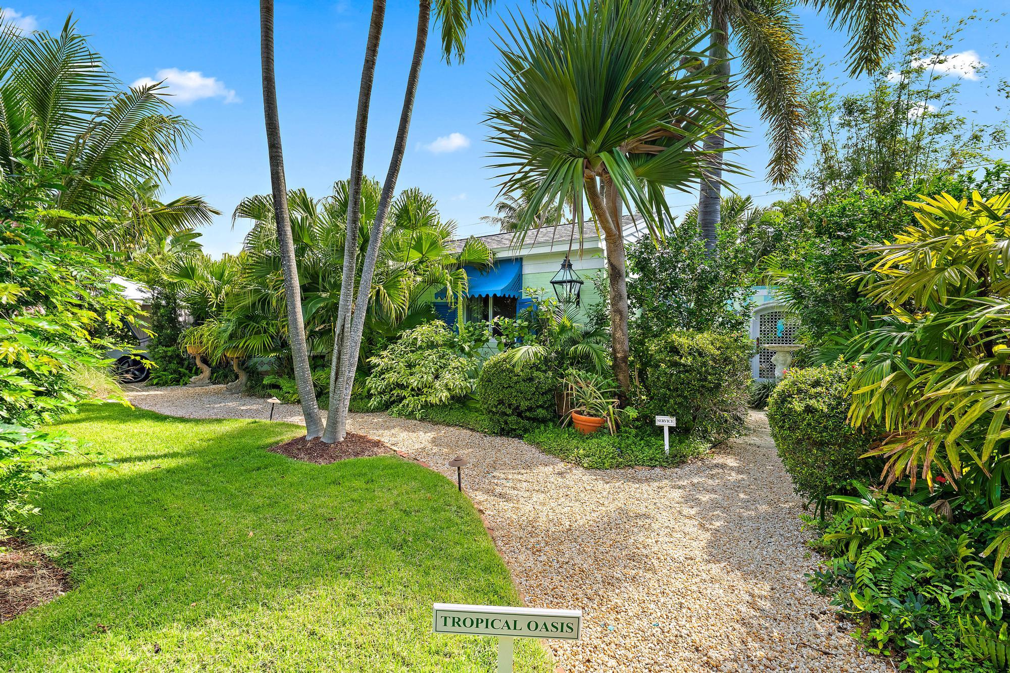 A rare opportunity to own a private tropical oasis in SoSo, one of West Palm Beach's most sought-after and vibrant neighborhoods. This exceptional residence is the personal home of a renowned interior designer, offering a distinctive blend of timeless style, character, and effortless sophistication. Designed to live like a serene retreat, the home is surrounded by lush, mature landscaping and thoughtfully curated outdoor spaces. Multiple lounging areas provide the perfect setting for relaxing or entertaining, while the stunning pool creates a true resort-style experience. Ideally located just minutes from premier dining, shopping, Palm Beach Island, downtown West Palm Beach, major highways, and Palm Beach International Airport, this extraordinary property offers the perfect balance of privacy, luxury, and convenience in one of the area's most desirable locations.