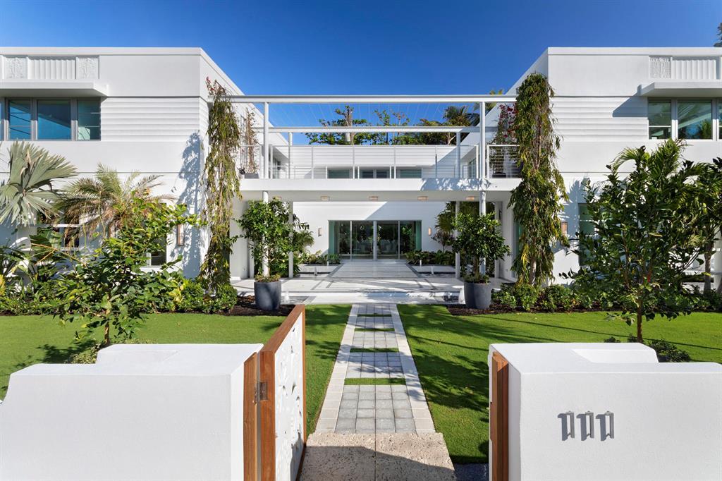 New dreamy Modern home developed by Todd Michael Glaser & designed by Portuondo-Perotti Architects. This light & crisp 7 Bedroom, 8.2 Bath estate is located in the highly sought-after mid-town section of Palm Beach in the ocean block on a high elevation. Glamour, luxury and order come together to provide a sleek, modern aesthetic characterized by beautifully delineated spaces.

Curated gardens & superior landscaping programmed by Nievera Williams Design include 9 tranquil fountains thoughtfully placed throughout the property to create a dazzling atmosphere. Whether enjoying the west facing lap pool and spa, the multiple loggias or the magnificent central courtyard, the perfect space for entertaining & relaxing awaits you. Private beach access & bike trail access.