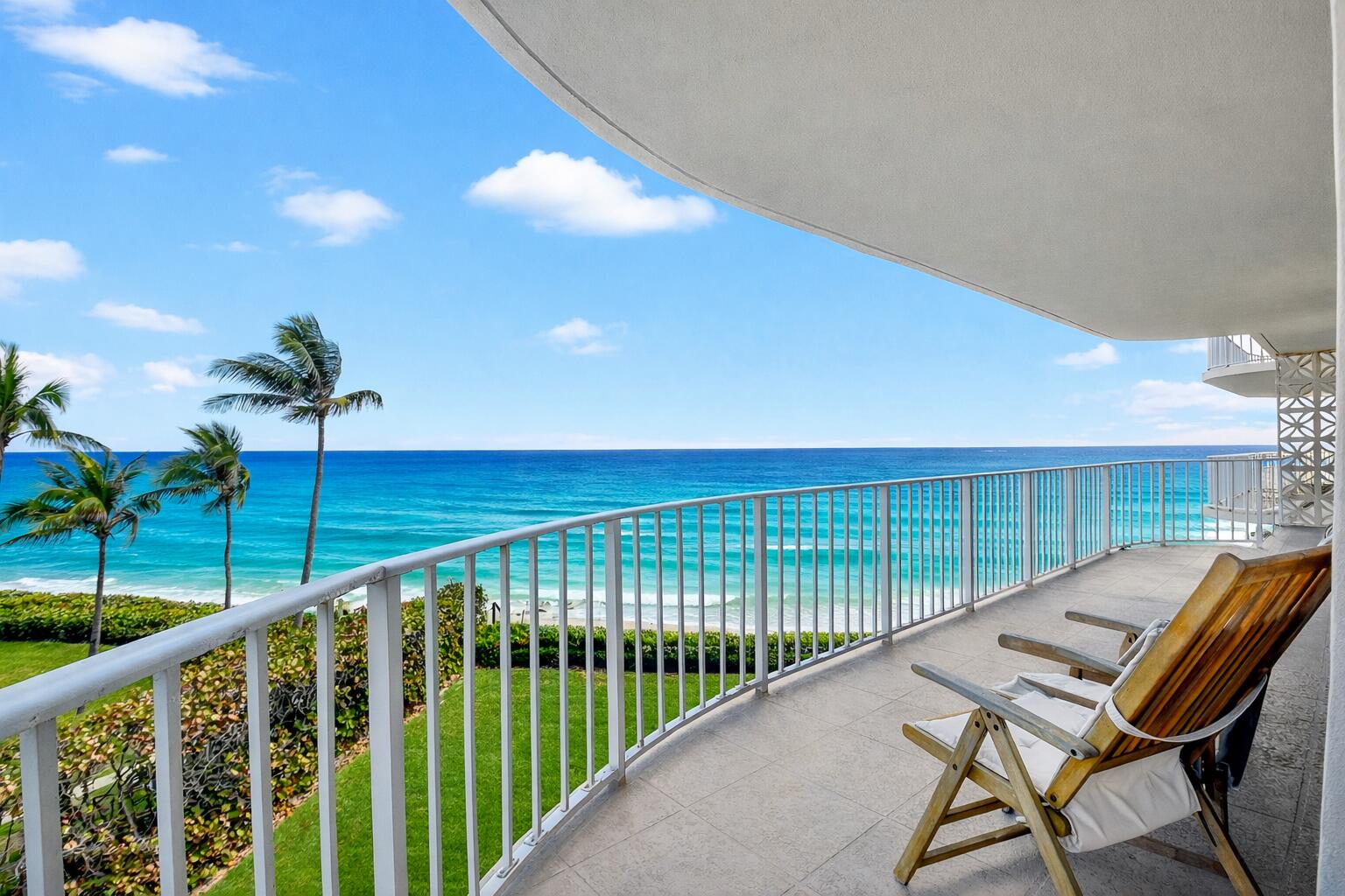 Pristine high-floor residence with sweeping, unobstructed ocean views. This fully renovated home features a custom designed, light-filled kitchen with high-end appliances and a charming breakfast nook. The expansive living area is enhanced by floor-to-ceiling glass sliders, creating seamless indoor-outdoor living. Oversized wraparound balconies offer breathtaking vistas from every angle. A poolside cabana offers additional space for living and relaxation. Residents enjoy premier amenities, including a newly redesigned oceanfront resort-style pool by Mario Nievera, doorman, tennis courts, garage parking, and more. A rare opportunity to move right into a bespoke oceanfront retreat. Experience the ultimate Oceanfront lifestyle. There is only one Palm Beach!