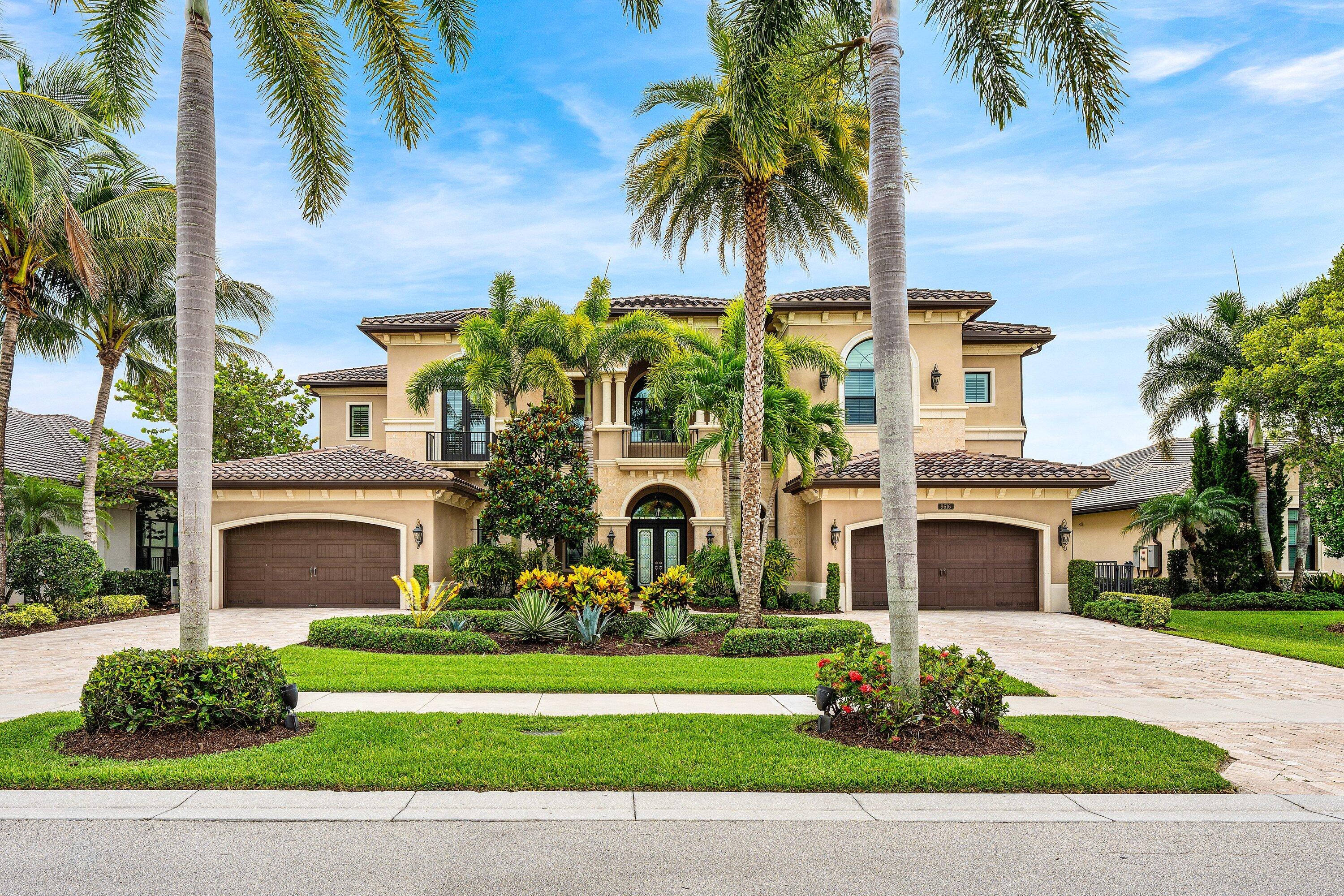 Elegantly appointed and curated by Boca Raton's Brown Design Group, this "Palazzo" model sets the bar for executive-class living in Seven Bridges. Situated on a breathtaking winding-lakefront lot spanning more than 1/3 acre, this home is certain to capture the attention of the most discerning buyers seeking an elevated lifestyle defined by custom finishes, thoughtful planning, and uncompromising quality.   Encompassing an impressive 7,568 square feet of luxurious living space, this extraordinary residence offers 6 bedrooms, 7 full bathrooms, and 2 half baths, designed to accommodate both grand-scale entertaining and everyday comfort. From the moment you enter, meticulous attention to detail is evident through custom millwork, sophisticated coffered ceiling treatments, designer lighting, and a selection of finishes that create an atmosphere of timeless elegance. The heart of the home is a chef-inspired kitchen featuring dramatic quartz countertops and backsplashes, striking Level VI Luxor Wenge stacked cabinetry, and an exceptional suite of premium Wolf, Sub-Zero, and Bosch appliances. A spectacular enclosed and backlit wine room provides the perfect showcase for treasured collections, while the stunning 550-gallon custom saltwater aquarium, positioned between the living room and club room/office, serves as a captivating focal point. The private media room/theater offers the ultimate setting for immersive movie nights, sporting events, and at-home entertainment.     The first-floor main living areas are enhanced by porcelain and engineered hardwood flooring, with additional engineered hardwood extending throughout the second-floor loft and 5 of 6 bedrooms. The luxurious primary suite offers a private sanctuary complete with His and Hers spa-inspired bathrooms and expansive custom-fitted closets, while every guest bedroom is appointed with its own custom closet system.     Outdoor living is equally impressive. Enjoy an idyllic southern exposure overlooking one of Seven Bridges' most desirable lakefront settings from the resort-style backyard, complete with a heated, salt-chlorinated pool and spa, lush landscaping, a covered lanai, fully fenced grounds, and a beautifully appointed summer kitchen - perfectly suited for year-round entertaining.     Beyond its striking aesthetic, this residence delivers the peace of mind and convenience today's luxury buyers expect, including full PGT impact-glass protection, hurricane-rated garage doors, a 38kW Generac whole-house generator, three-zone HVAC, Lutron lighting, central vacuum, alarm system, and dual two-car garages with epoxy-coated flooring. Additional highlights include first and second-floor laundry rooms, custom window treatments, and a level of craftsmanship rarely found in today's market.     This is more than a home—it's a bespoke estate that embodies the essence of elevated South Florida living. A rare opportunity to own one of Seven Bridges' most exceptional residences.
