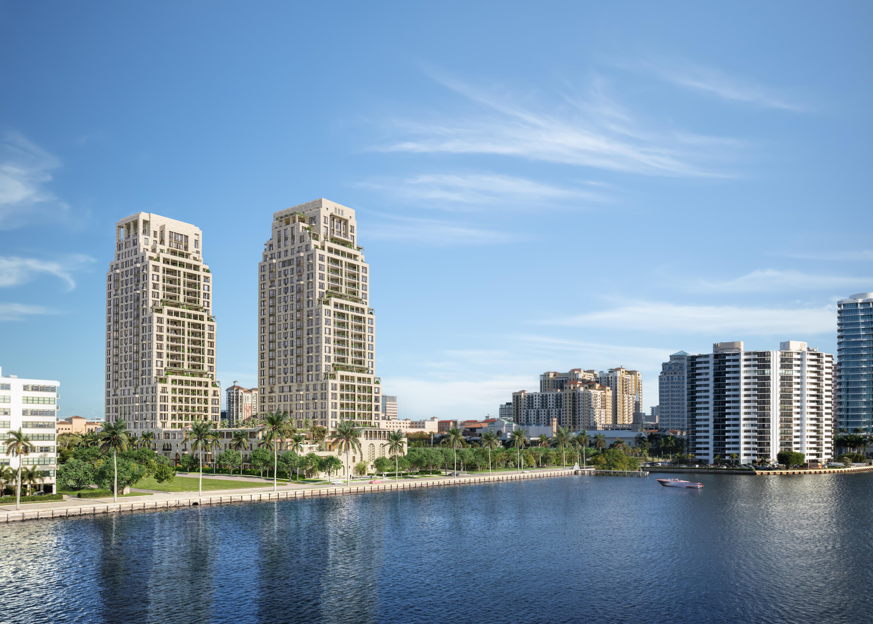 South Tower Residence 1801 at South Flagler House is a 3 BR, 3.1 BA home in the sky designed for unparalleled waterfront living. A private elevator vestibule opens to a gracious foyer leading to a sunlit great room and expansive loggia with sweeping views of the Intracoastal, Palm Beach Island, and the Atlantic Ocean. The formal dining room and corner den/office create refined spaces for entertaining and quiet retreat. The primary suite has dual walk-in closets. Additional highlights include an eat-in kitchen, laundry room that doubles as a service entry, and secondary bedrooms with en-suite baths, blending comfort and sophistication. South Flagler House, presented by Related Ross, combines the timeless style of Robert A.M. Stern Architects & the luxurious aesthetic of Pembrooke & Ives, resulting in soulful spaces designed for an enhanced lifestyle. Primely positioned on 3.4 acres along the Intracoastal Waterway at 1355 S Flagler Dr. South Flagler House features two 28-story structures with 105 beautifully appointed 2-to-5-bedroom homes. Representing the single largest amenity offering per residence in all of Palm Beach County. Residents will have access to lifestyle amenities of unprecedented range & quality, with on-site concierge services surpassing those of the most exclusive private members' clubs.
