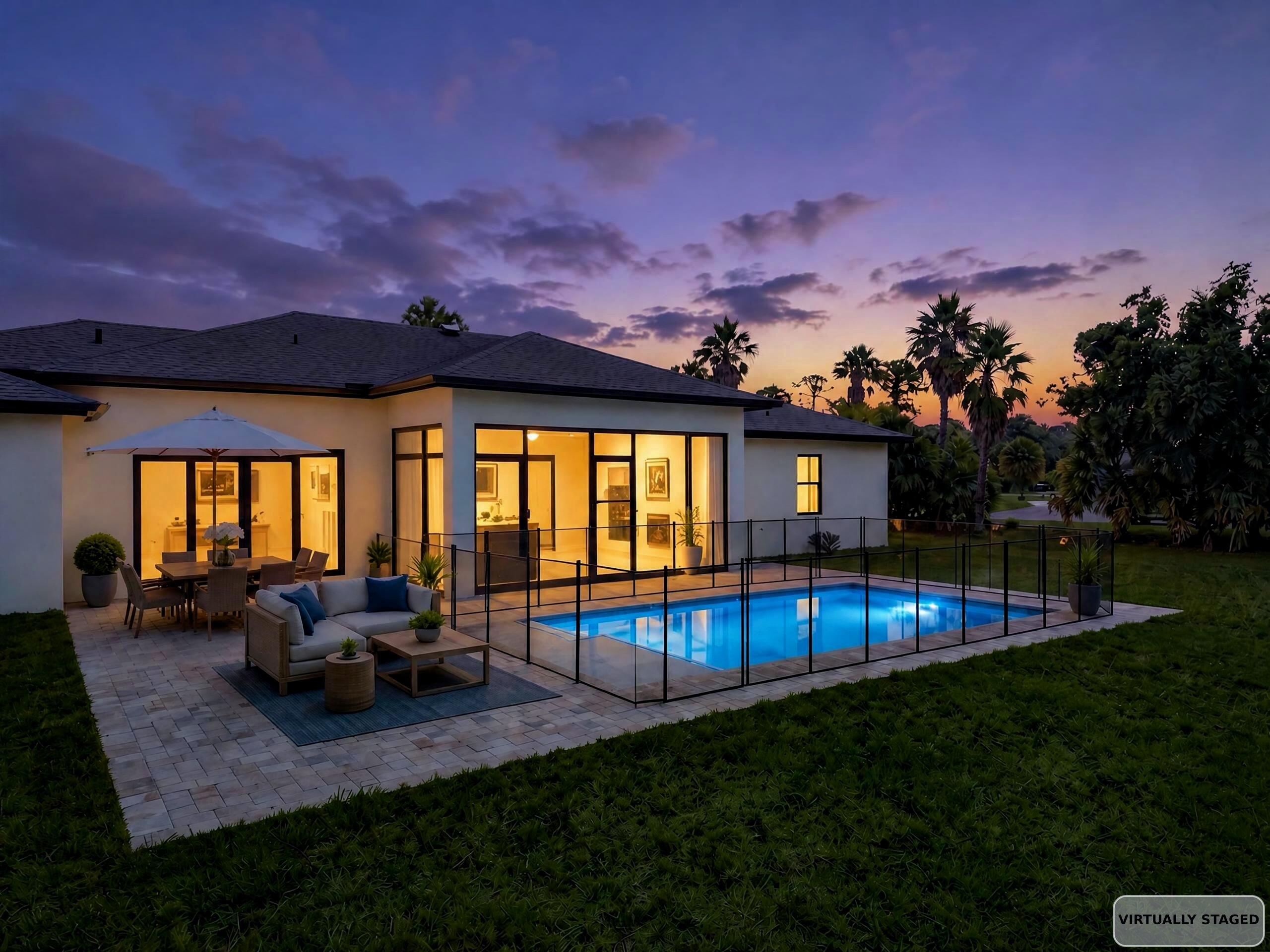 Just in time for summer!!! New Construction Estate Pool Home - 3 bedroom + flex room, 2 bath, 2-½ bath, 3 car garage and private swimming pool. Step into the luxurious Loxahatchee lifestyle with this modern home with all conveniences...$1,175,000.00. Experience modern living in the heart of Loxahatchee with this 2025 new-construction home on a 1.15acre lot featuring 3 bedrooms, 2 full & 2 half baths and a flex room that can be used as a home office, nursery or guest room. Chefs' kitchen with floor to ceiling Euro cabinets, sleek stainless-steel appliances, a built-in barista station and bar area ideal for entertaining. Step outside into a backyard oasis with a screened-in rear patio with a full summer kitchen, cabana bath with outdoor shower and a private saltwater pool.  This home features a 2-car + 1-car garage with Level 2 EV outlets in garages, whole-home water softener, and upgraded under eave lighting. It is conveniently located near Westlake, shopping, dining, and top-rated schools. Coming soon to the neighborhood, Super Walmart and Home Depot. Vacant and easy to show!