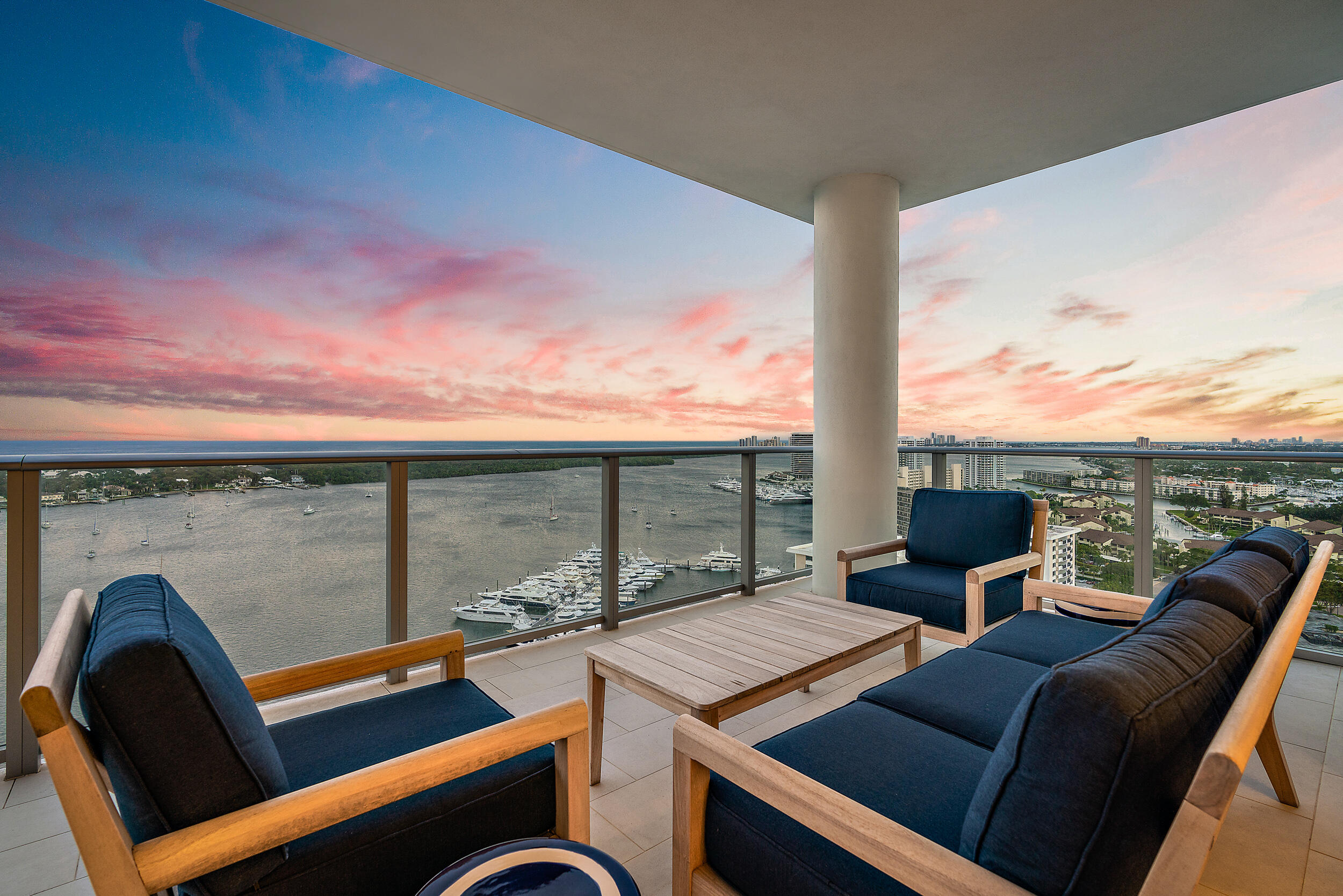 Once in a lifetime opportunity to buy the premier home at the Water Club. Penthouse unit in the coveted Tower 2 Azure Line. Closest to the water with panoramic totally unobstructed views east, west, north and south from the top floor of the water club. Fully renovated (gutted) renovation from floor to ceiling by Decorators Unlimited. This Penthouse has 10' ceilings and spectacular Ocean & Intracoastal views. Bright open floor plan with floor-to-ceiling windows in every room. Living Room opens to oversized ocean view terrace. Third Bedroom has additional terrace with Sunset views. Two premium assigned parking spaces provide easy access to the private entry vestibule. Massive walk in air conditioned storage unit included with this Penthouse. The Water Club offers 24-hour front desk service, modern fitness centers, lap pool and oasis pools with jacuzzi, saunas, steam room and outdoor fire pits. Two hotel suites for guest usage. Massage room & Private dockage available for boaters.