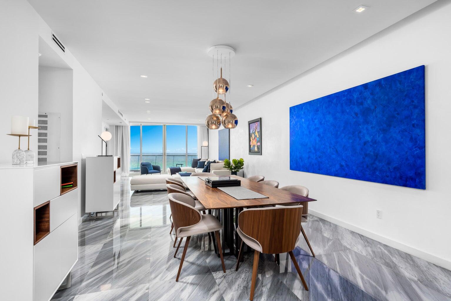 :Welcome to the exclusive masterpiece of Pritzker award-winning architects Herzog & de Meuron. The most desirable layout in Jade Signature with Italian Designer A++ Green interiors and private maids quarters. Unobstructed direct ocean & intracoastal views. Private elevator and foyer entry, Snaidero Kitchen with high-end Gaggenau appliances. Expansive Bardiglio marble floors. Amenities providing a resort lifestyle including the Spa/Hot Tub, Exercise Room, 2 Heated pools, Clubroom, Library, Child Play Area, Private Beach Pavillion, on-site Bar and Restaurant.