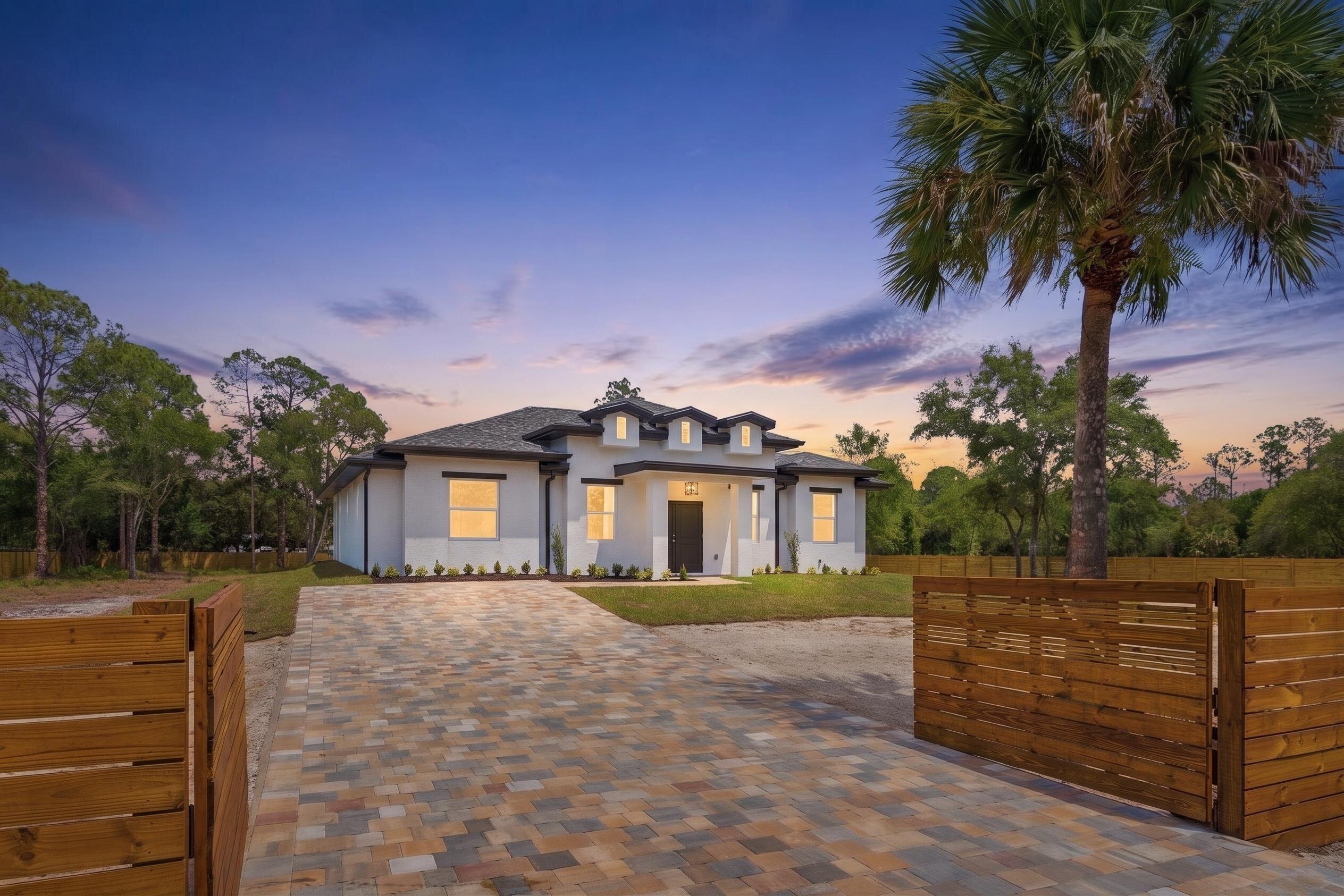 The best-priced new construction property on 1.25 acres in South Florida. This stunning 3-bedroom, 2-bath home offers 2,020 sq ft of modern living space with a bright open-concept layout, spacious kitchen, and expansive living areas perfect for entertaining. Features include MODERN DESIGN, PORCELAIN TILE FLOORING THROUGHOUT, IMPACT WINDOWS AND DOORS, and a PAVER DRIVEWAY. Situated on a full 1.25-acre lot with no HOA, offering space for animals, trucks, business, and more. Enjoy a massive CHALET-STYLE TERRACE ideal for outdoor living. Conveniently located approx. 1.5 hours from West Palm Beach and 1 hour from Miami, near Lake Okeechobee. Ideal for homeowners or investors seeking space, privacy, and value.