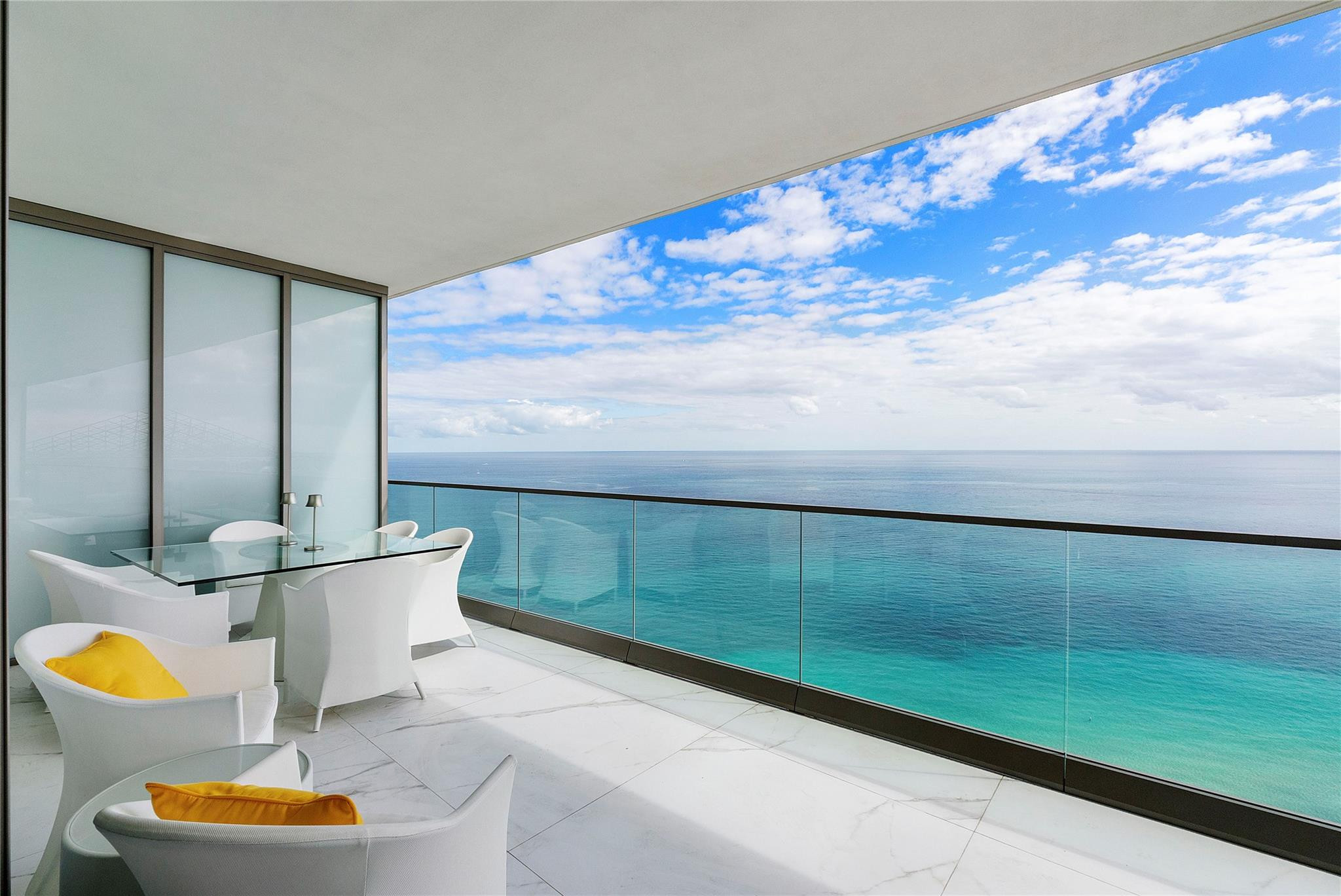 Welcome home to a sophisticated lifestyle by Residences at Armani/Casa. Curated Armani signature resort living with professional staff, in-unit cuisine, private restaurant, spa amenities & more! The coveted 01 stack at #3401 could be yours! Enter this oceanfront sanctuary of calm via private elevator with oversized designer foyer. This 3BD+Den, 5.5BA with flow thru E/W views offers spectacular sunrises & sunsets; floor-to-ceiling windows & extra wide terraces with outdoor kitchen create seamless indoor-outdoor living; European kitchen with marble countertops opens to great room where Atlantic views abound. Primary suite features soaking tub, waterfall shower & custom closets. Secondary bedrooms offer private terrace access to enjoy twinkling city lights & intracoastal vistas. Bespoke flex space includes ensuite bath; think home office, guest suite, and/or den. Sublime living awaits you!
