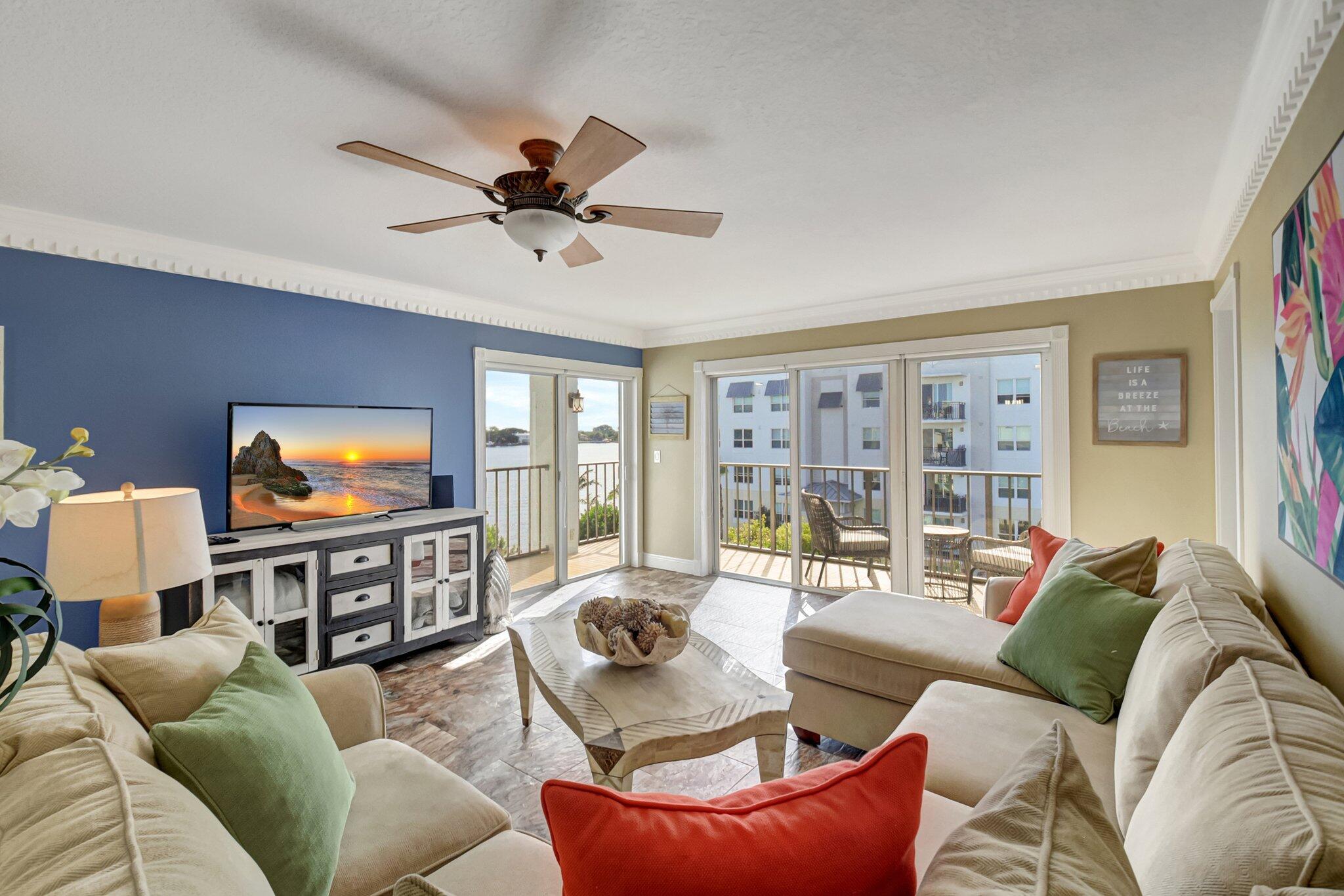 FULLY FURNISHED, PRICE REDUCED - Waterfront Retreat with Wide Intracoastal Views  Step into classic Florida charm in this beautifully maintained boutique-style condo, now offered fully furnished and at a newly reduced price. Enjoy wide Intracoastal views from a light-filled, open layout featuring a modern kitchen with stainless steel appliances and a serene primary suite. The versatile guest bedroom includes a custom built-in wall unit with an integrated Murphy bed, perfect for hosting without compromising space or style. Resort-Style Living, Exceptional Value  Relax on your private balcony with tranquil water views and coastal breezes, ideal for morning coffee or evening sunsets. This character-filled building is professionally managed and thoughtfully upgraded with hurricane-impact doors and windows. Residents enjoy a resort-style pool, sauna, BBQ area, laundry facilities, and boat dock. With low condo fees, all assessments paid, and furniture included, this is effortless waterfront living at outstanding value.  You'll love the intimate, resort-style setting, featuring a beautiful pool, sauna, BBQ area, laundry room, and boat dock. With low condo fees and all assessments fully paid up, this hidden gem offers exceptional value and effortless living.  Don't miss your chance to own a slice of Old Florida charm with modern comforts. Schedule your private showing today.