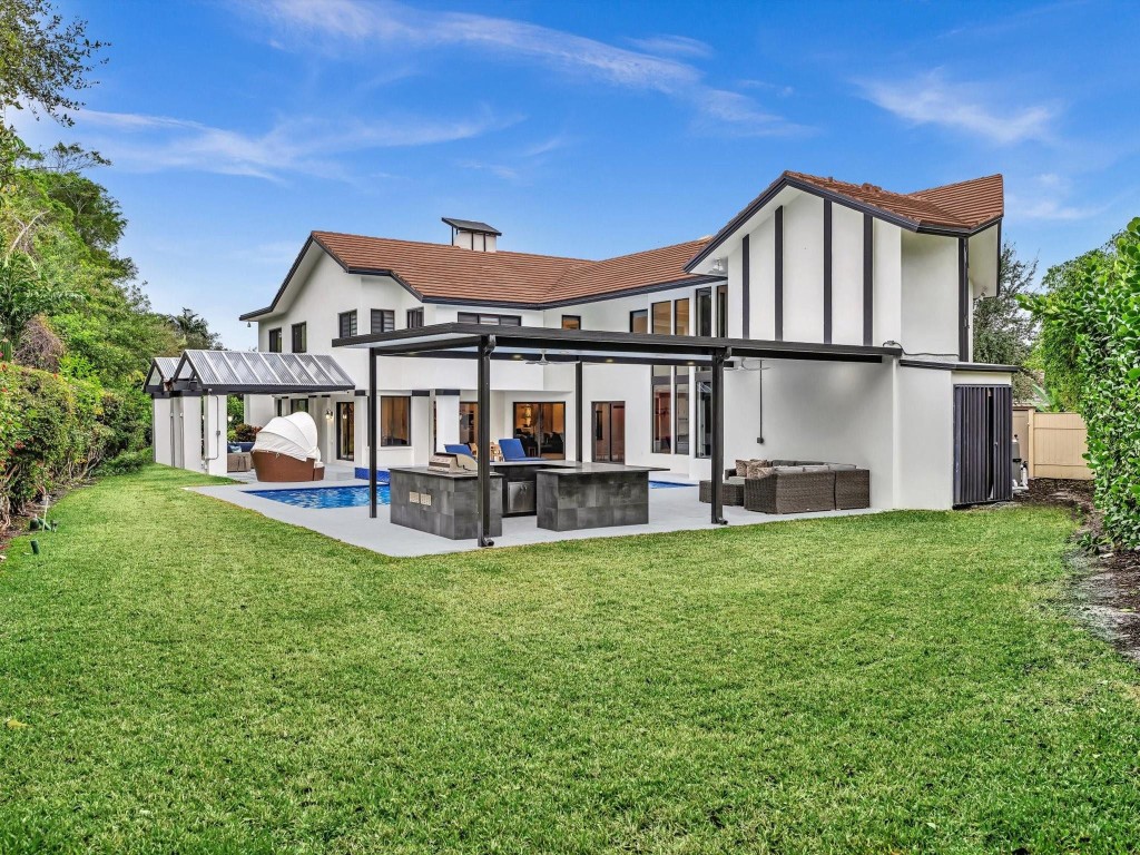 Unbeatable combination of LUXURY & VALUE in the prestigious gated community of The Sanctuary. This newly renovated 7-bedroom estate located in a cul-de-sac offers over 8,000 sq ft of luxurious living space & exceptional value per square foot. This rare opportunity places you in one of Boca Raton’s most sought-after neighborhoods, known for its privacy, security, and exclusivity. Highlights include a lavish primary suite with a spa-style bathroom, expansive walk-in closets, a chef’s kitchen w/premium appliances, home theater, gym, wine cellar, wet bar, brand-new resort-style heated pool & spa, plus an outdoor kitchen. Set on a corner lot with no rear neighbors, it offers unmatched privacy. Community amenities include a private marina, tennis & pickleball courts, dog park, and a playground.