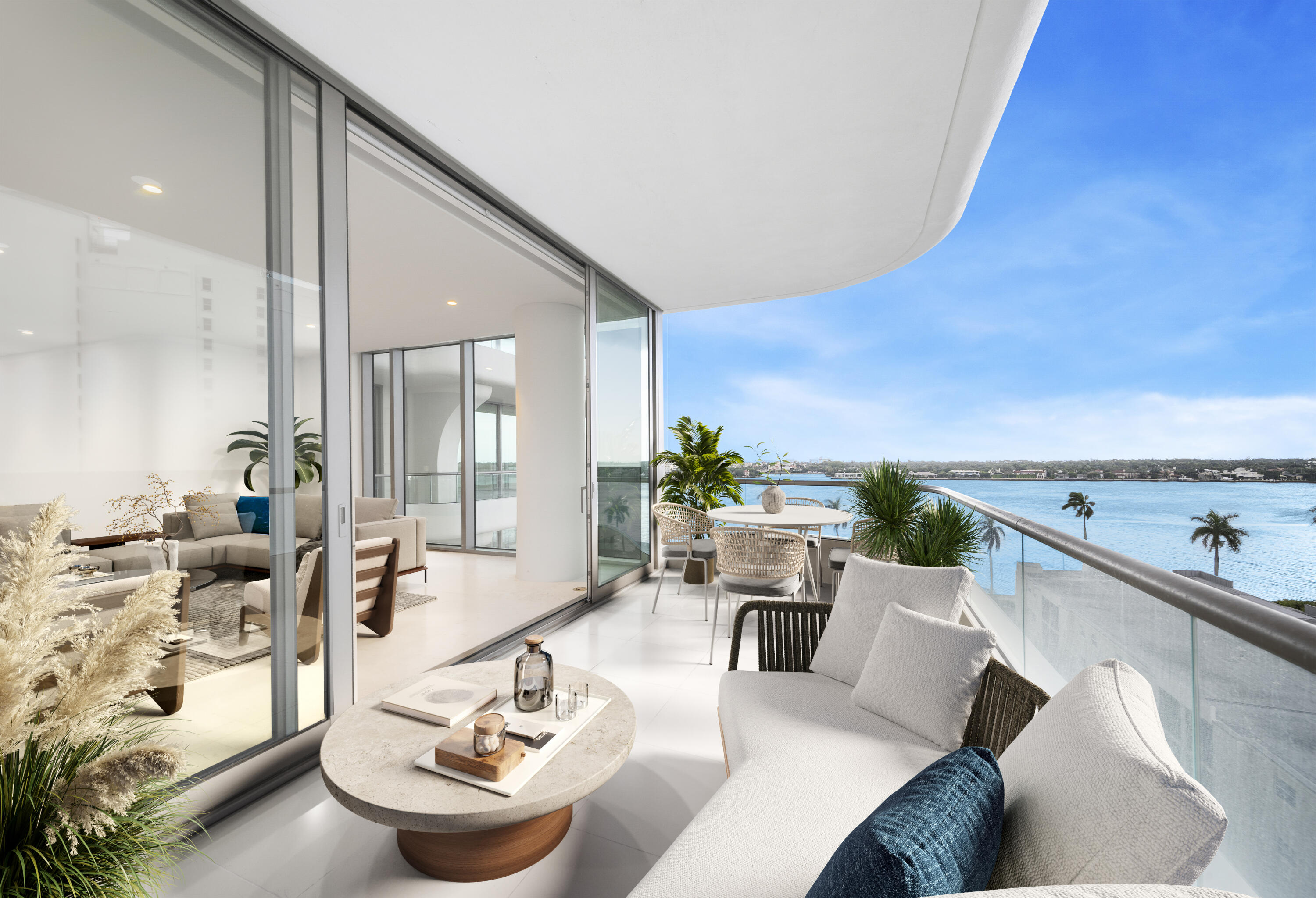 Brand new construction at La Clara, West Palm Beach's newest luxury condominium building. Enjoy both sunrise and sunset with direct views of the intracoastal and Palm Beach island to the East, and views of downtown West Palm Beach to the West. Beautifully finished with floor-to-ceiling windows, limestone flooring, Snaidero kitchen cabinets, Meile appliances, motorized shades, and smart home automation. This 3 Bed, 3.5 Bath unit boasts over 3,000 sq ft of interior living space and over 1,000 sq ft of covered balcony space. La Clara residents enjoy 5-Star amenities and services including a state-of-the-art fitness center, spa with sauna, steam and massage rooms, waterfront pool, wine tasting and storage room, private dining room with catering kitchen, a private cinema, and business center.