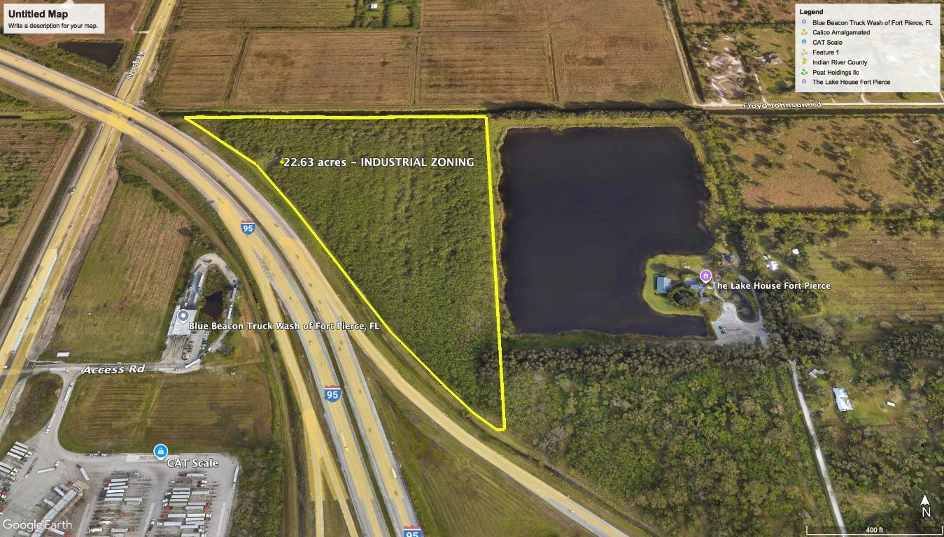 Prime 22.63-Acre Industrial Property with I-95 Frontage & Orange Ave Interchange Access. Unlock the potential of this exceptional 22.63-acre industrial
zoned property located in one of the region's most active and rapidly developing industrial corridors. Boasting direct frontage along I-95 and seamless access via the Orange Avenue Interchange, this site offers unparalleled visibility and connectivity —ideal for freight logistics, distribution, or light manufacturing operations. Strategically situated within the Orange Avenue Activity Area, this property is surrounded by a wave of new development catering to the transportation and logistics industries. The area is rapidly emerging as a hub for innovation and industrial growth, with key players in the sector establishing a strong footprint Infrastructure advantages include service by Florida Power & Light (FPL)widely recognized as the most reliable and
business-friendly power provider in the stateensuring a reliable and scalable energy solution for high-demand industrial use.