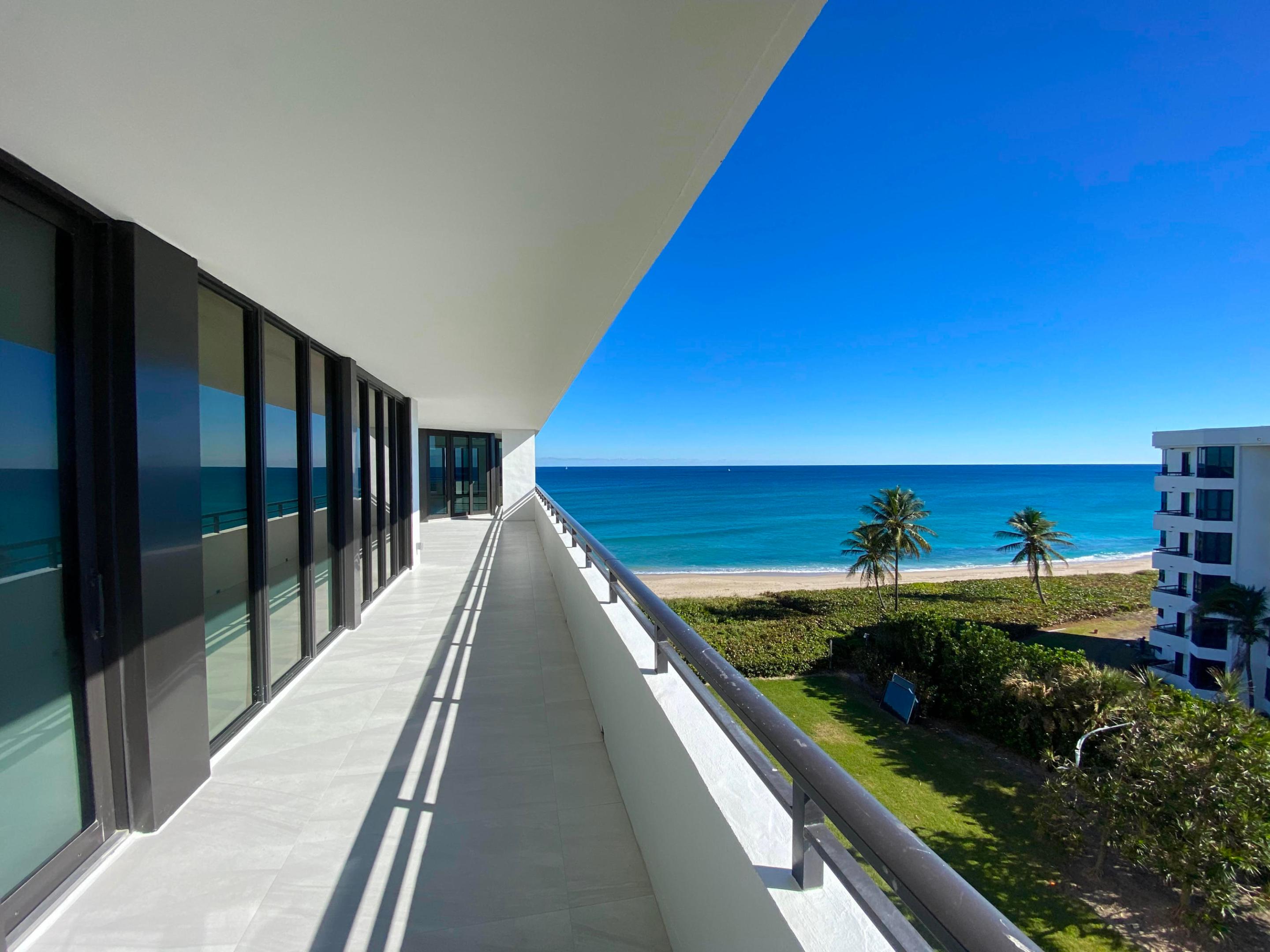 This rare SE corner Penthouse is currently the largest available condo for sale on all of Palm Beach Island! Located in Palm Beach Hampton, the preeminent oceanfront, full-service condominium, PH 605S has just completed a complete renovation by Julie Kogen of Kogen Design-Build. This newly envisioned 'Beach Home in the Sky' designed by Ames International Architecture and Louis Anthony & Associates features 5 bedrooms, 4 full bathrooms + two 1/2 bathrooms.  Some of the features of this stunning Penthouse are soaring ceilings, newly installed floor to ceiling impact glass windows, beautiful chefs' modern kitchen with Wolf & Subzero appliances, and two master suites with enormous bathrooms and closets. Enjoy direct ocean and intracoastal views from every room or from the massive wra round balcony. Included in the sale of PH 605S is a prime poolside cabana & two side by side premium parking spaces in the building's garage. Palm Beach Hampton has undergone a several year total renovations to all common areas, including concrete restoration, stylish interior design and two gorgeous new lobbies. The pool deck features two spas, BBQ area & poolside cabanas with beach access. There is a 24H security gate, attended lobbies, state of the art gym, club rooms, tennis, and glass elevators overlooking the landscaped courtyard & building waterfalls. Palm Beach Hampton is pet friendly. Seasonal pool/ beach attendant. All assessments are paid in full!