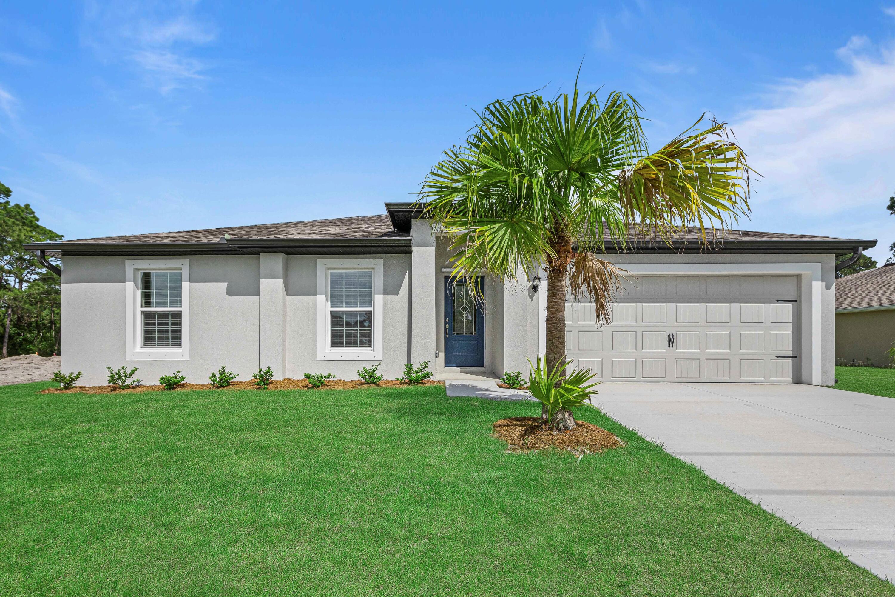 Ask about builder-paid closing costs and no down payment options! Introducing the spacious and charming Vero floor plan - a one-story home that offers 3 bedrooms and 2 full baths. This open-concept design is packed with upgrades, including energy-efficient Whirlpool® appliances, granite countertops, brushed nickel hardware, and an attached two-car garage. The Vero also features a generous master suite, dining area, and beautifully landscaped front yard. Located in Port St. Lucie, this home provides access to an abundance of local attractions, including amenity-rich parks, pristine beaches, and water activities. Enjoy an ideal location with top-rated schools, shopping, and dining options just minutes away. **Appliance models subject to availability.**