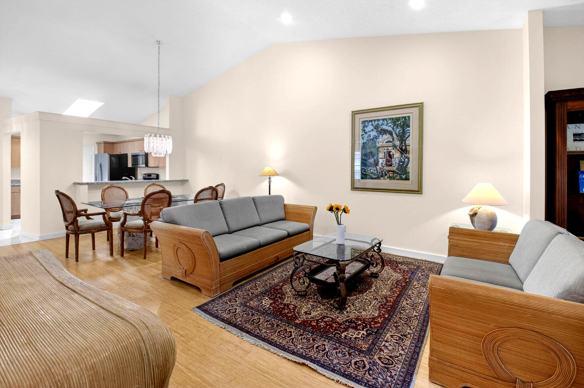 2 Bedroom plus a den ideal for home office. 2 full bathrooms, washer and dryer inside, extensive enclosed Florida room with garden views. Spacious bright kitchen. Peaceful gated community, located close to main highways, restaurants, shopping and pristine beaches.