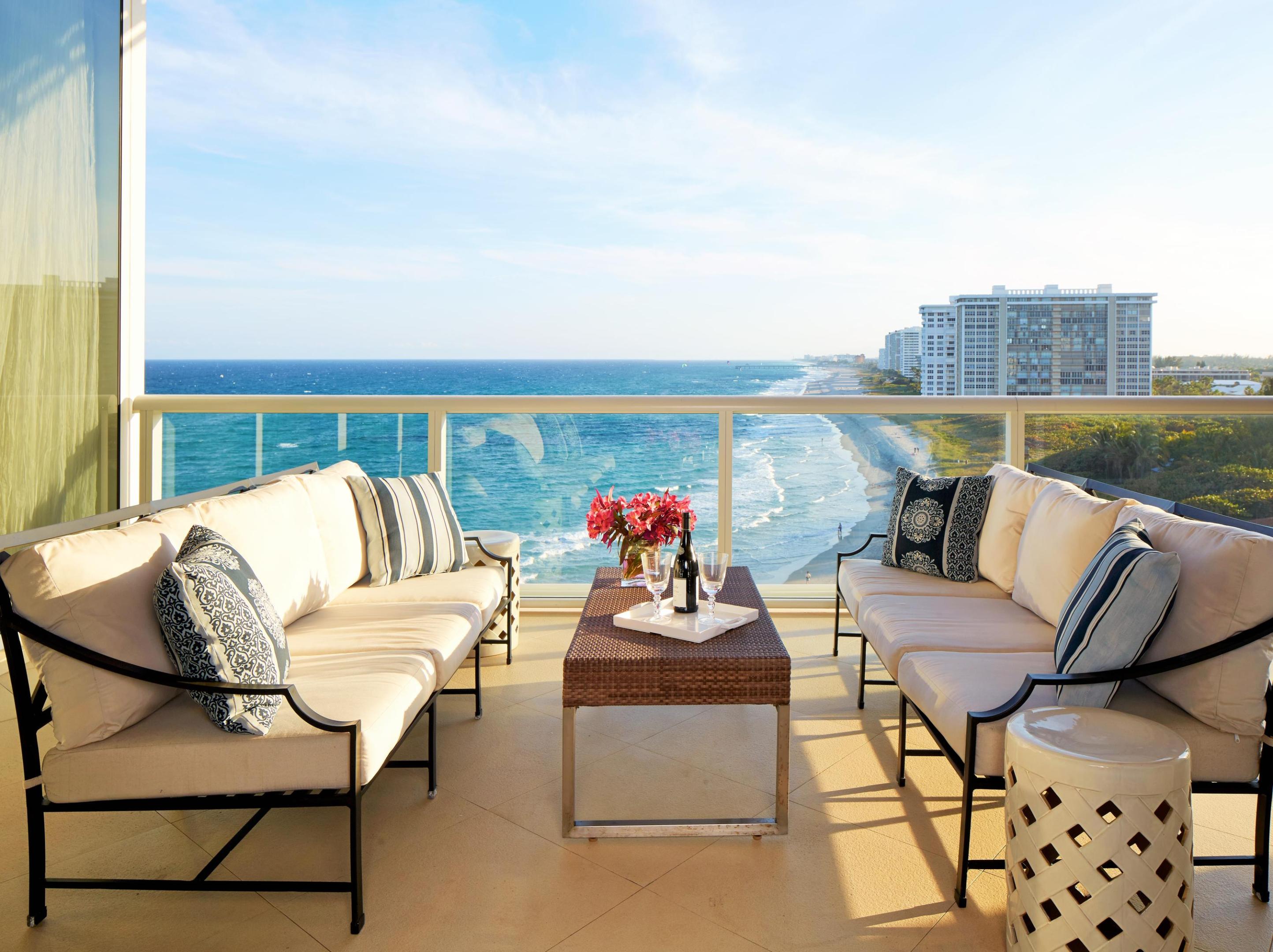 One Thousand Ocean in Boca Raton is the ultimate in Florida luxury oceanfront lifestyle. An extraordinary Signature Penthouse 2 is now available at the premier building, and represents the quintessential beach residence that will please the tastes of the most discerning individuals. Stunning ocean and Lake Boca Raton vistas abound and can be enjoyed from the Ocean terrace to the southeast, Lake Terrace to the northwest, and all the living spaces and rooms. A total of 5,300 sf is modern, light, and features soaring 12 foot ceilings. The property includes a private elevator landing, specious great room with fireplace, eat-in-kitchen, dining room and Florida room. Master bedroom suite features a large dressing room and spa-style master bath. A private two-car garage, climate controlled storage, plunge pool and outdoor kitchen complete this offering. This designer signature penthouse residence represents one-of-a-kind oceanfront lifestyle.