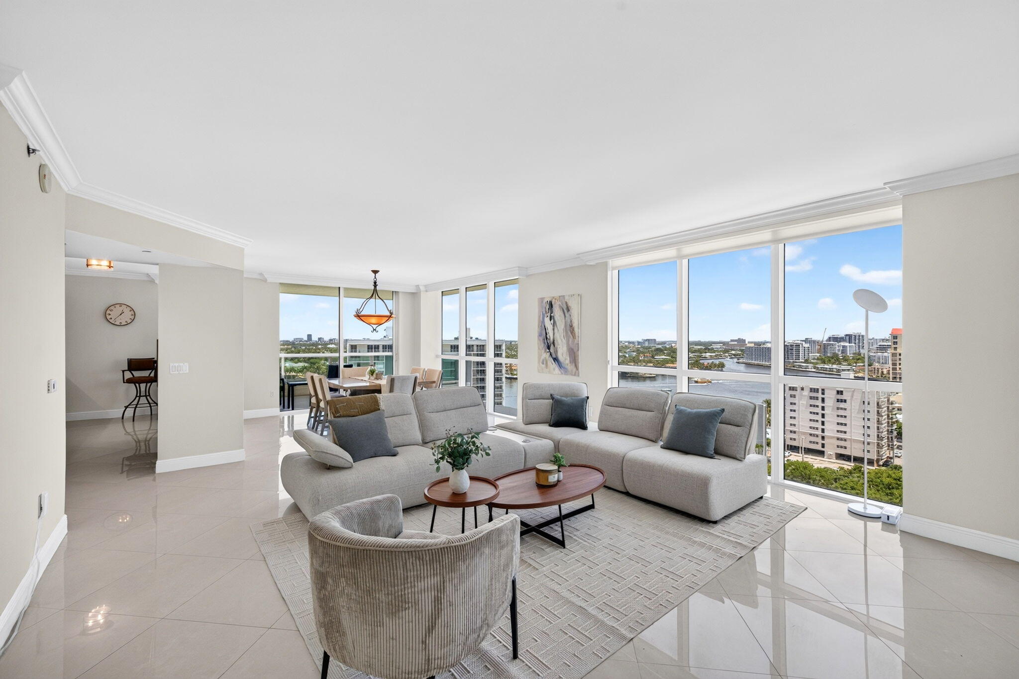 Explore the rare allure of this Two Bedroom and Two full Bath haven in Ft. Lauderdale Beach, a lavish NW cornerresidence providing Ocean, Intracoastal, and downtown Fort Lauderdale views. Step into elegancethrough a private elevator to a foyer with a double-door entry, revealing an oversized living space surrounded byfloor-to-ceiling high impact windows. This opulent residence ensures a resort-style experience with valet, 24-hour security, spa, sauna, gym, pool and jacuzzi, all with direct ocean views! With only a few steps away fromthe sand and ocean, this is the lifestyle you have been searching for! Don't miss your chance to call this ocean view retreat home and enjoy the epitome of luxury living in Ft. Lauderdale Beach. Schedule a private tour today!
