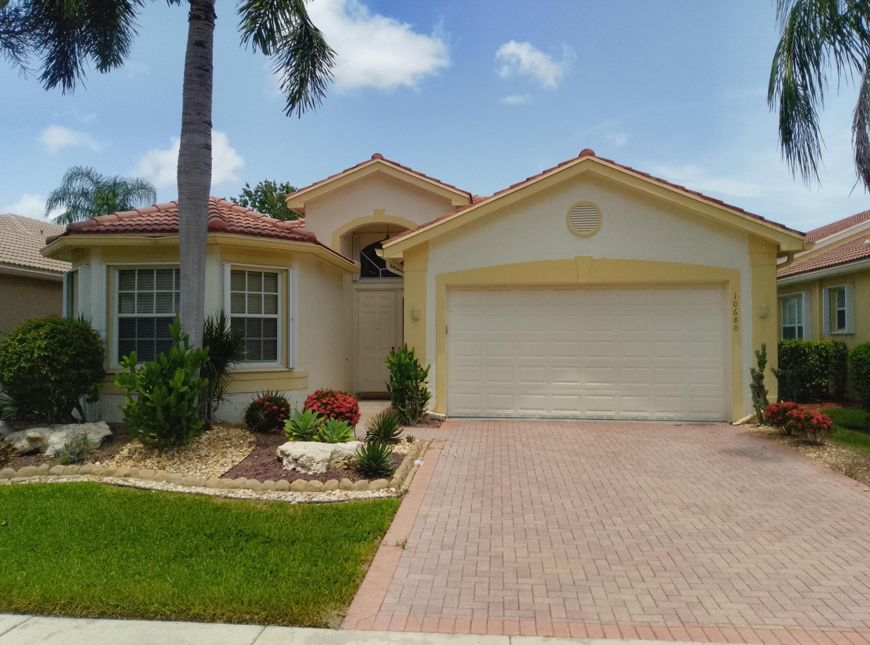 Welcome to this exceptional single-story residence in Valencia Pointe, located in Boynton Beach, Florida. This well-appointed fully furnished home features three spacious bedrooms and 2.5 bathrooms across 2,309 square feet of finished living space, offering comfortable accommodations for various living arrangements. The waterfront location provides a distinctive setting that enhances the property's appeal.  This single-family residence combines thoughtful design with waterfront living in an established community setting.  Great Clubhouse in the Community with pools, pickleball, tennis and other activities.
