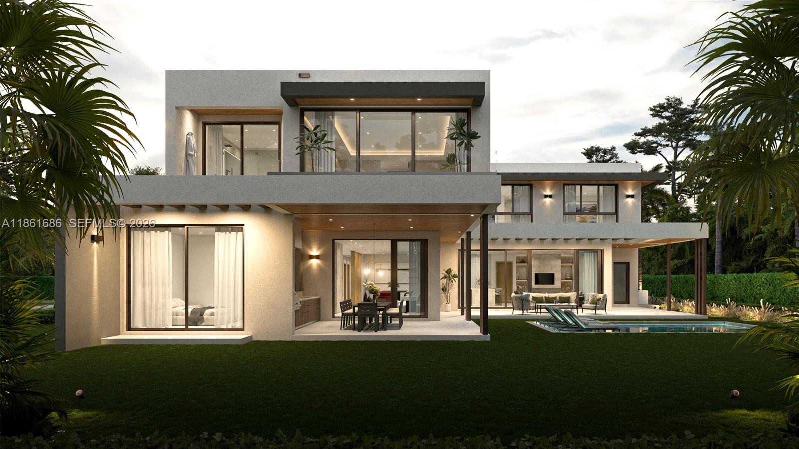 NEW PRICE !Magnificent modern home with 6-bedroom, 7.5-bathroom 2-car garage masterpiece in South Miami is the epitome of modern elegance. 5,494 SqFt under AC, it boasts a grand open floor plan overlooking the pool, high ceilings, and large impact windows that bathe the home in natural light. Italian kitchen, with top-tier stainless steel appliances and quartz countertops, is a modern chef’s dream. The primary suite features a lavish bathroom with an outside jacuzzi, a frameless glass shower, dual vanities, and a spacious walk-i n closet. Each bedroom is in-suite ensuring privacy, great den on the second floor. The home is equipped w/smart features, elevator ready. The outdoor kitchen and a large terrace epitomize the Miami lifestyle. Located, close to University of Miami and Baptist Hospital.
