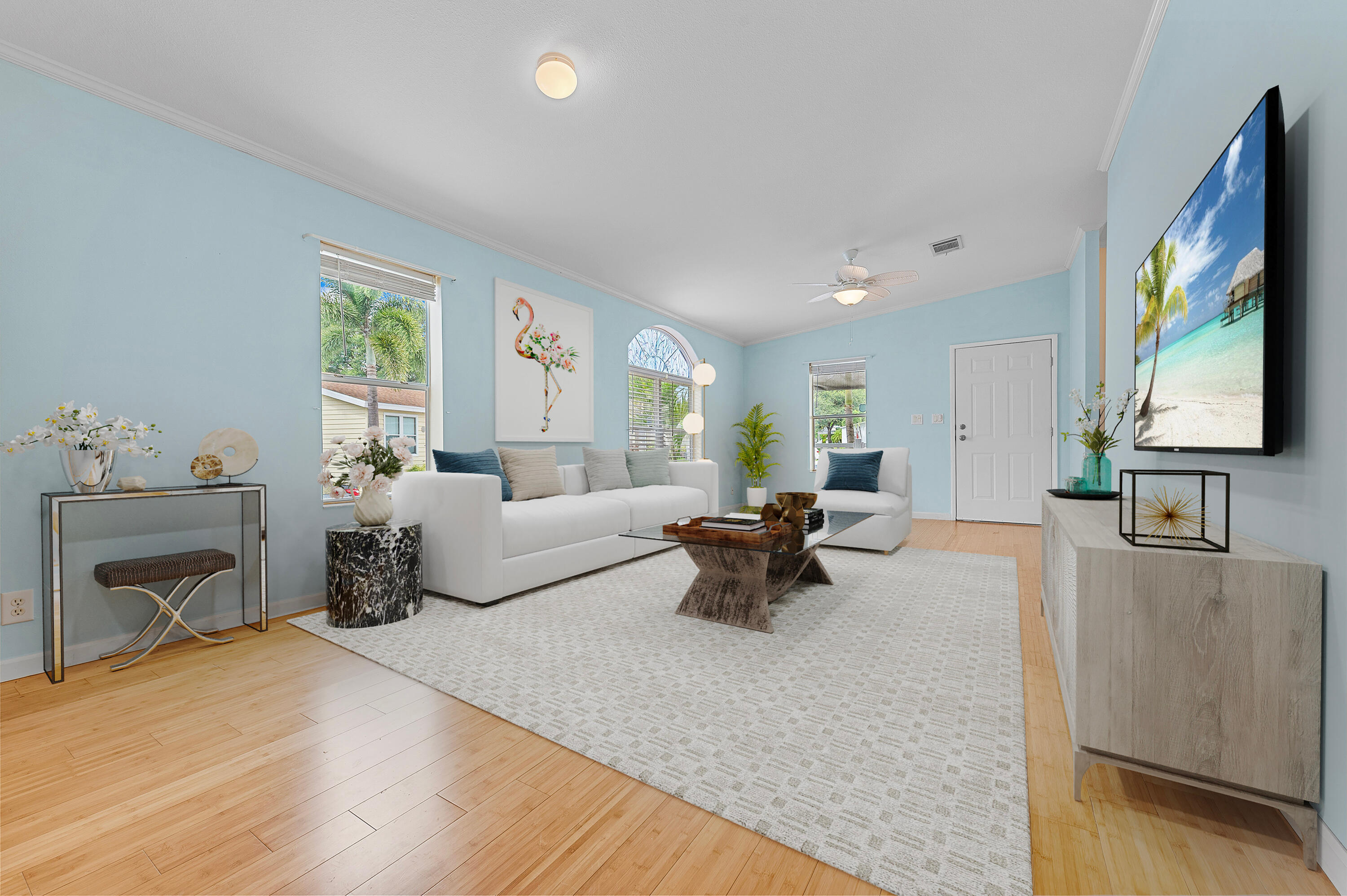 Just listed this rare modular home, perfectly located in Palm Beach Gardens in The All age Meadows community, boasts an open layout and a distinctive climate-controlled garage with its own driveway access. Recent upgrades feature a new roof from 2021, refreshed garage air conditioning in 2023, a home AC unit replaced in 2019, and modern appliances throughout. The main bathroom showcases dual sinks, a walk-in shower with two seats, and a spacious walk-in closet. It has a huge, attached garage. AC unit for garage is from 2023, Roof 2021, Dryer, 2021, garbage disposal 2019, Microwave 2019 and garage door opener opening 2023. The owners purchased the home in April of 2024 for $205k but had to relocate for their jobs.