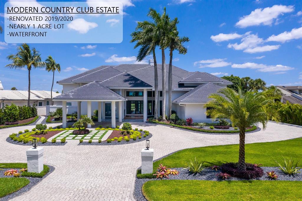Exclusive location.  This is a private guard gated enclave within Boca West Country Club comprised of only 12 estates.  7601 Wood Duck Dr was renovated during 2019 - 2020 and upgrades include (but not limited to) new roof, hurricane impact doors & windows, new kitchen, baths & flooring, new 4 zone a/c and 2 zone h/w heaters, re-landscaped from soup to nuts including pool area and 5000 sq ft marble patio.  Unique features include private elevator, roof top sundeck, reflection pond and 35719 sq ft waterfront 'cul de sac' lot.  BWCC features Four 18-hole championship golf courses, +30 Tennis courts, pickleball courts, world-class spa, a fitness and aquatics center, along with restaurants and a year round social calendar.
