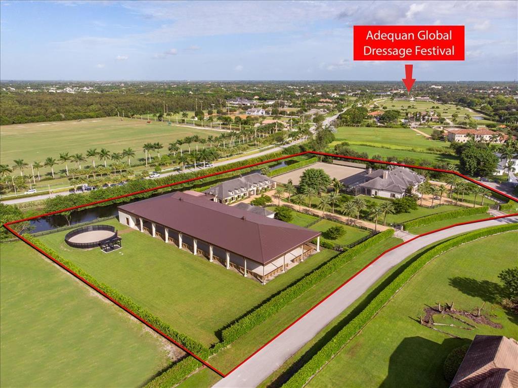 A remarkable 5.54-acre equestrian facility in the prestigious Wellington community, Southfields. Prime location next to GDF & WEF this property has been built and designed for top equestrians! The main house boasts a total of 6,370 square feet with 4 bedrooms + office, 4.1 bathrooms, and offers a combination of a functional layout with exceptional design! As you enter through the grand double doors, you will see every attention to detail has been met, from the entryway 300- gallon saltwater fish tank to the elegant marble flooring and upgraded fixtures throughout. The state-of-the-art kitchen is fit for a chef, complete with Wolf gas stove & oven, Miele fridge, freezer, wine fridge, and Bosch dishwasher. SEE MORE... The luxurious master suite provides serene views of the pool through the three sets of French doors along with his & hers closets and a master bathroom with dual vanities and a soaking tub. A step outside through the double doors and you are met with a large covered patio area for lounging and entertaining with a fireplace and screened in pool & spa with a separate lap pool. The well-equipped farm includes 2 barns with a total of 17 stalls, a brand new 200' x 76' covered arena with mirror wall Bluetooth audio surround sound for teaching purposes, 50' round pen with full drainage and footing , Outdoor arena 194' x 124' with mirror wall, and there is a walking track around the perimeter of the property to cool off your horses. The Barn has a Tack room lounge, Bathroom and laundry room, Storage/Utility room. Staff accommodations include a 2 bedroom, 1 bath apartment with full kitchen and laundry.