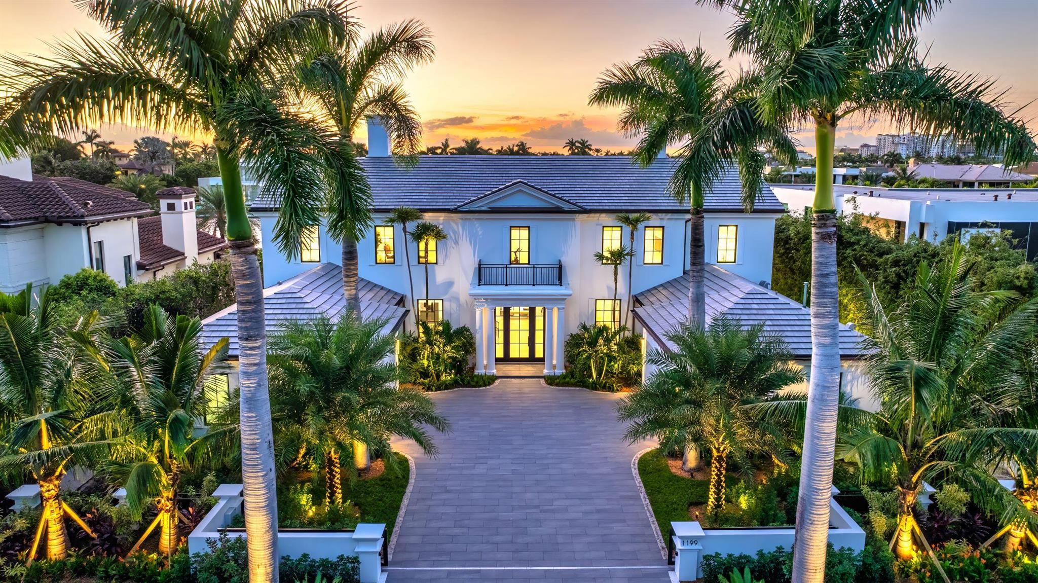 This sublime two-story was conceived in 2006 in the tropical Georgian style by Palm Beach architect Thomas Kirchhoff, and Mark Timothy Luxury Homes. In 2024 it has been remastered by Quinn Miklos Architects and Albanese Home Builders, Inc. with chic selections by Marc-Michaels Interior Design. The result is a tone-on-tone fusion with superb textures and finishes, and a modern flair that is pure perfection.

 The light-drenched residence offers breath-taking water views from all major rooms and a fresh understated visual appeal. Note the clubroom bar chevron-pattern book-matched Calacatta Manhattan marble back-splash, reverse-lit cove ceilings, wide plank beached oak floors, dual tone double island chef's kitchen, organic coral stone pool surround.

Property 
This bespoke residence i The net effect is easy on the eye, calming to the soul. With smarthouse convenience, entertaining ease, storm-proof construction, personal privacy and security, every aspect of this residence has been thoughtfully designed for the ultimate living experience.

Location                                                                                                                                            Spanish River Road, Boca Raton, Florida. A prestigious address for many years, the historic Estates Section provides Old Florida tranquility within blocks of the ocean, minutes from The Boca Raton, a world-renowned resort, and in close proximity to fine dining and superb shopping in Mizner Park. Boca Raton's private executive airport is a quick 15±-minute commute.



Property 
This bespoke residence is ensconced on an estate size 0.39±-acre lot rimming 100'± of direct Intracoastal frontage. Fenced and electronically gated, a lush tropical landscape, with  mature specimen plantings and towering royal 
palms, sets the stage for an auto plaza with slate-like porcelain tile flanked by twin two-bay garages
The rear entertaining oasis encompasses a northern lanai with cabana bath and summer kitchen/grilling station for alfresco dining, a southern lanai with fireplace, and a central lanai facing the sun lounge area and Hampton's-style pool with separate spa. All defined by islands of no-maintenance turf, stately palms and plantings.  
Residence
First Floor: A glass-grid front door opens to a north-south gallery hall. Beyond lies a light-filled 20'± entry foyer with modern wood/iron staircase, and the grand salon with sliders to the central lanai and floor-to-ceiling window wall views of the pool and Intracoastal Waterway. 

The north wing is comprised of an open dining room with reverse-lit cove ceiling, beautifully served by a reimagined gourmet chef's double island kitchen with Matterhorn Quartz counters, Calacatta Primo Marble-topped breakfast bar for eight, Miele appliances, dual tone custom cabinetry, six-burner gas stove with vented hood, two dishwashers, and a built-in etagere; as well as a butler's pantry/catering kitchen with Fisher & Payton refrigerator/freezer, and abundant storage/work space for serious entertaining. The kitchen is open to the breakfast room and a family room with sliders to the dining lanai and cabana bath. An elevator, mudroom/laundry and  two-bay garage complete this wing.

The south wing encompasses a three-part clubroom with: an office/study overlooking the Intracoastal; a sit-down marble-topped bar area; a media room with floor-to-ceiling cladded fireplace. A temperature-controlled wine vault for the serious collector, a guest ensuite with boutique walk-in closet, and a two-bay garage complete this wing.

Second Floor: A central loft sitting room features sliders to an expansive covered balcony, with tongue and groove shiplap ceiling, overlooking the Intracoastal Waterway. 
An elevator arrives at the north wing primary suite, which includes: a massive water-view bedroom with balcony sliders; morning bar; his bathroom with oversize rainhead shower with Orobico slab walls, marble vanity and separate water closet; his boutique walk-in closet; her double door bathroom with free-standing tub, oversize shower, water closet, Bianco Rhino Marble vanity make-up area; her boutique walk-in closet with mirrored handbag display; and a workout area.

The south wing encompasses: a VIP guest ensuite with balcony sliders, waterway view, open boutique closet; two additional guest ensuites with boutique closets; and a front-load Electrolux laundry.

Special Features: concrete construction throughout, new flat concrete tile roof, copper gutter detailing, impact windows/doors, back-up generator, volume ceilings, designer baths, automated bedroom shades, epoxy garage floors, Control 4 lighting/heat/zoned AC/multi-camera security/intercom, 250+ bottle wine vault; custom built-ins.

DISCLAIMER: Information published or otherwise provided by the listing company and its representatives including but not limited to prices, measurements, square footages, lot sizes, calculations, statistics, and videos are deemed reliable but are not guaranteed and are subject to errors, omissions or changes without notice. All such information should be independently verified by any prospective purchaser or seller. Parties should perform their own due diligence to verify such information prior to a sale or listing. Listing company expressly disclaims any warranty or representation regarding such information. Prices published are either list price, sold price, and/or last asking price. The listing company participates in the Multiple Listing Service and IDX. The properties published as listed and sold are not necessarily exclusive to listing company and may be listed or have sold with other members of the Multiple Listing Service. Transactions where listing company represented both buyers and sellers are calculated as two sales. "No payments made until title passes" Some affiliations may not be applicable to certain geographic areas. If your property is currently listed with another broker, please disregard any solicitation for services. Information published or otherwise provided by seller, listing company or its representatives is deemed reliable but are not guaranteed and subject to errors, omissions, or changes without notice. Copyright 2024 by the listing company. All Rights Reserved.