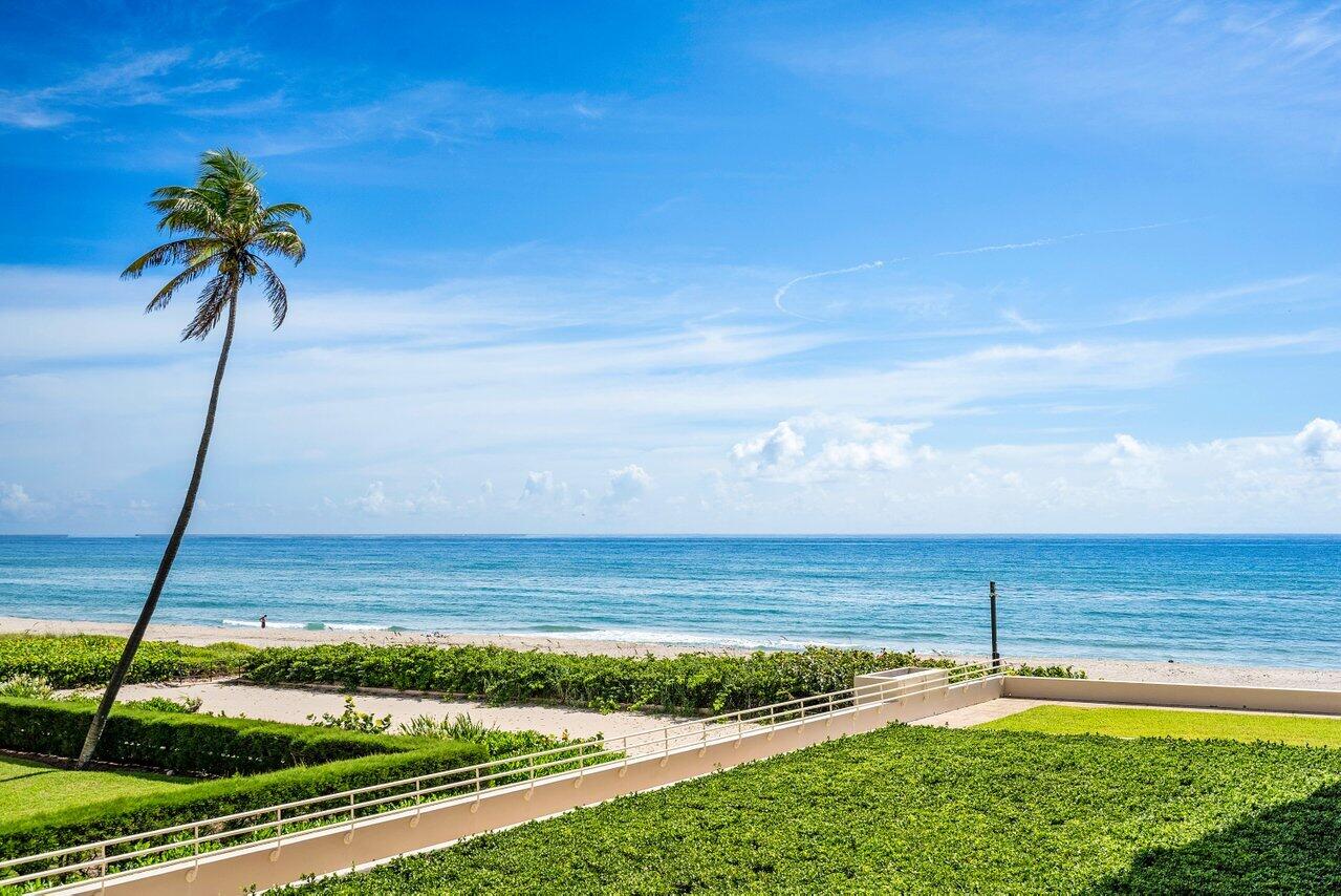 Rarely available and right on the beach, this understated and classic 3/3.1 with glorious ocean and golf course views can be yours!  Spacious, high ceilings, beautiful flooring, quality finishes, generous closets, impact doors, two large terraces, 2 garage spaces plus poolside cabana, five star services and so much more make this offering a true value. Enjoy this season! Priced to sell.