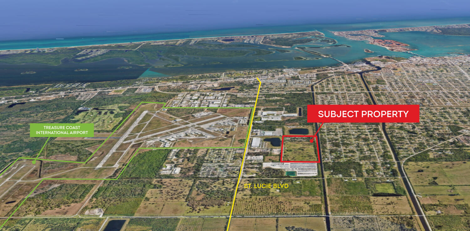 LOCATION! 56.6 total acres, ideal for any business that conducts light or heavy industrial use. Site approved for 360,000 sq ft warehouses and a recycling facility. Land is considered Brownfield and has many tax benefits. Enviro Phase 1 and 2 completed as well as other assessments paid. A 1,848 sqft CBS structure on site, .5 mi from commercial TCI airport, direct access to I-95, close to the inlet/port, and turnpike. 36 acres- LI, 20 acres - HI, This is a PRIME location in South Florida- Fort Pierce is growing FAST!