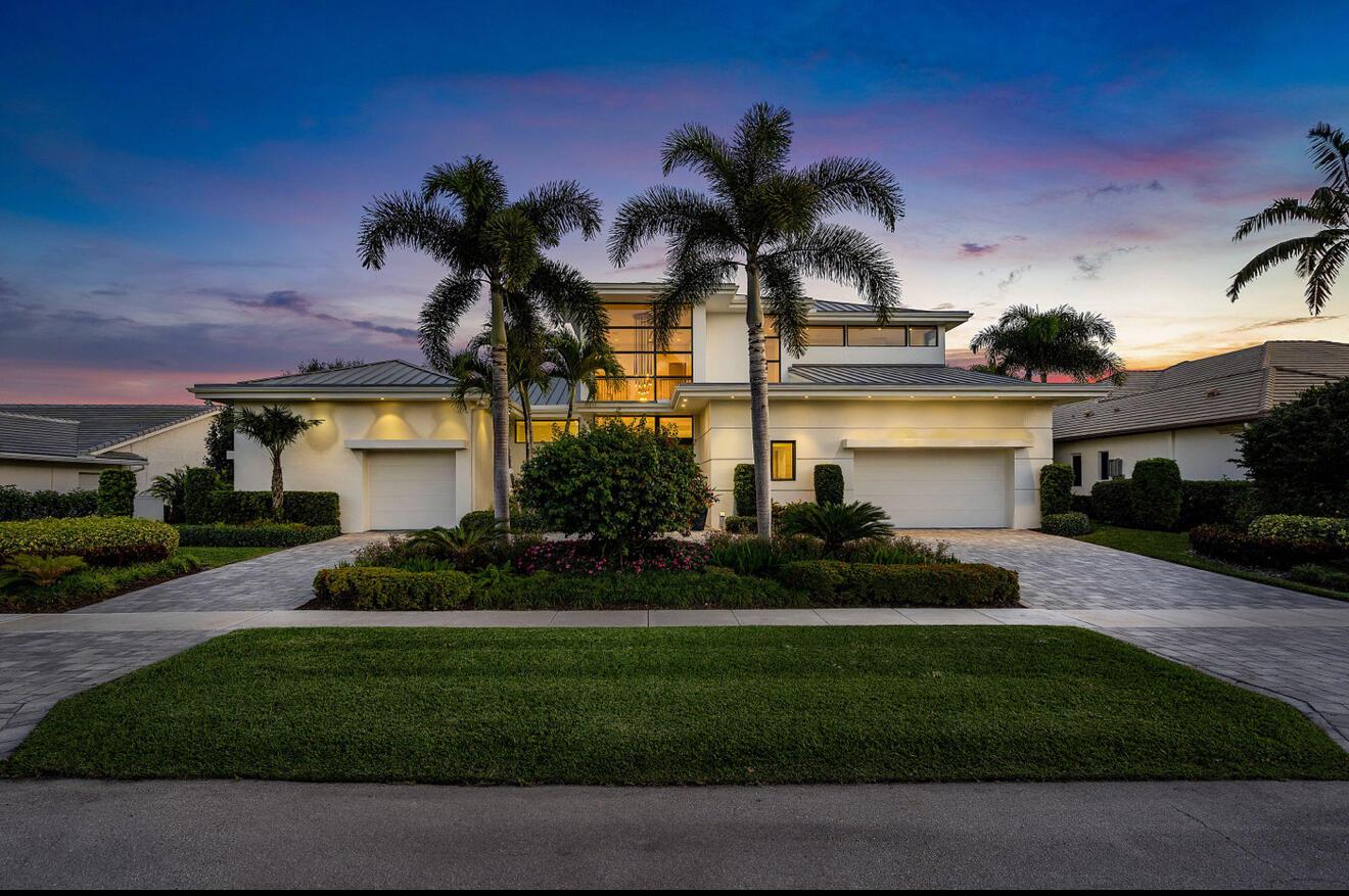 Custom-built to perfection, this brand-new contemporary two-story estate is nestled on a quiet, emerald-green fairway with coveted southern exposure in highly desirable Delaire Country Club on  White Cedar Lane—just a short walk to the clubhouse and with natural gas on the street. Thoughtfully designed with cutting-edge architecture and exceptional finishes, the home offers 7,407 total sq ft (5,768 under air) and features 4 spacious ensuite bedrooms, a bright wood-floored office/library with floor-to-ceiling picture windows and modern glass barn doors, a club room, media loft, elevator, and a 3.5-car garage. The expansive open floor plan is enhanced by soaring volume ceilings and 24'' x 48'' oversized porcelain tile flooring. The sleek chef's kitchen includes contemporary cabinetry with electronic opening lifts, quartz and granite countertops, Wolf/SubZero stainless steel appliances, gas cooking, and smart storage solutions. The luxurious primary suite offers dual spa-inspired bathrooms, a dramatic oversized shower, and custom closets larger than many bedrooms. All guest rooms include en-suite baths for maximum comfort and privacy. The outdoor living area is a true retreat, with a tranquil wrap-around pool and sun shelf, summer kitchen, both covered and open patio spaces, and retractable outdoor screening, ideal for year-round enjoyment. Additional high-end features include impact windows and doors, a standing-seam metal roof, 3-zone energy-efficient air conditioning system, central vacuum, an extensive security system, and a buried 500-gallon propane tank. This exquisitely designed home offers a rare combination of modern elegance, state-of-the-art functionality, and breathtaking golf course views, perfect for the discerning buyer seeking refined country club living in a prime location. Delaire Country Club is not just a residence, but a private boutique country club, where 324 custom homes surround a 27-hole championship golf course that requires no tee time. The clubhouse itself is a work of art, featuring a state-of-the-art 16,000 sq ft fitness center, outstanding culinary cuisine, a resort-style pool area, 4 brand new pickle ball courts and 8 Har-Tru tennis courts. Enjoy the generous extended family policy that Delaire offers, ensuring that you and your loved ones can fully embrace the country club lifestyle.