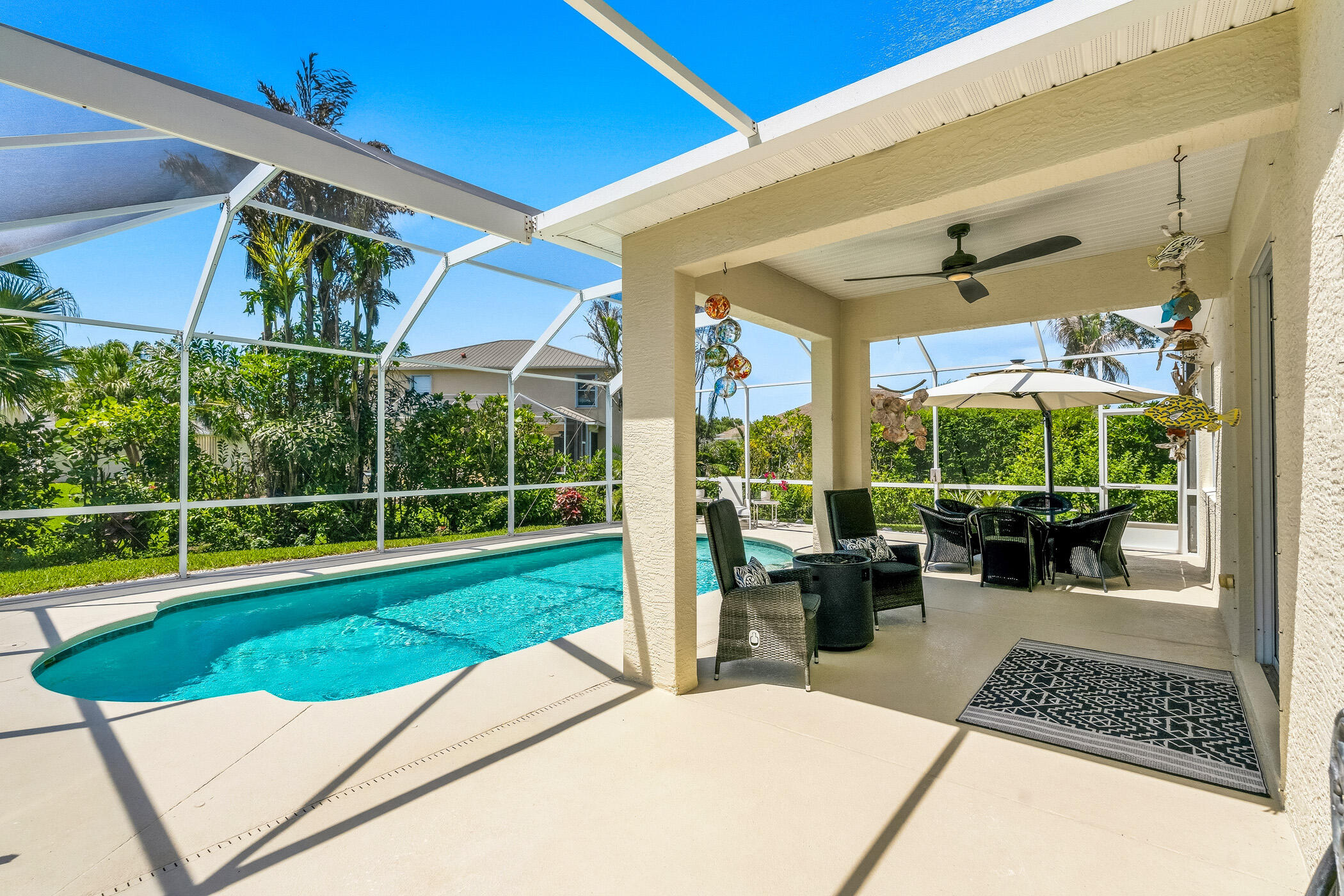 Sparkling screened-in pool home Tucked away at the end of a quiet cul-de-sac is this charming 2-story pool house offering the privacy and tranquility that you are searching for. The generously sized, pie-shaped lot opens to a sprawling backyard retreat perfect for entertaining or simply unwinding in your own private oasis surrounded by lush green space Spacious living, formal dining, renovated kitchen w/ cabinetry, Kohler sink, & crown molding.  3 BD 2.5 BA plus open den/loft 2014 Roof, PVC plumbing, 2020 HVAC, 2020 pool pump, accordion shutters, gen plug-in, irrigation, 2 car garage w/storage
