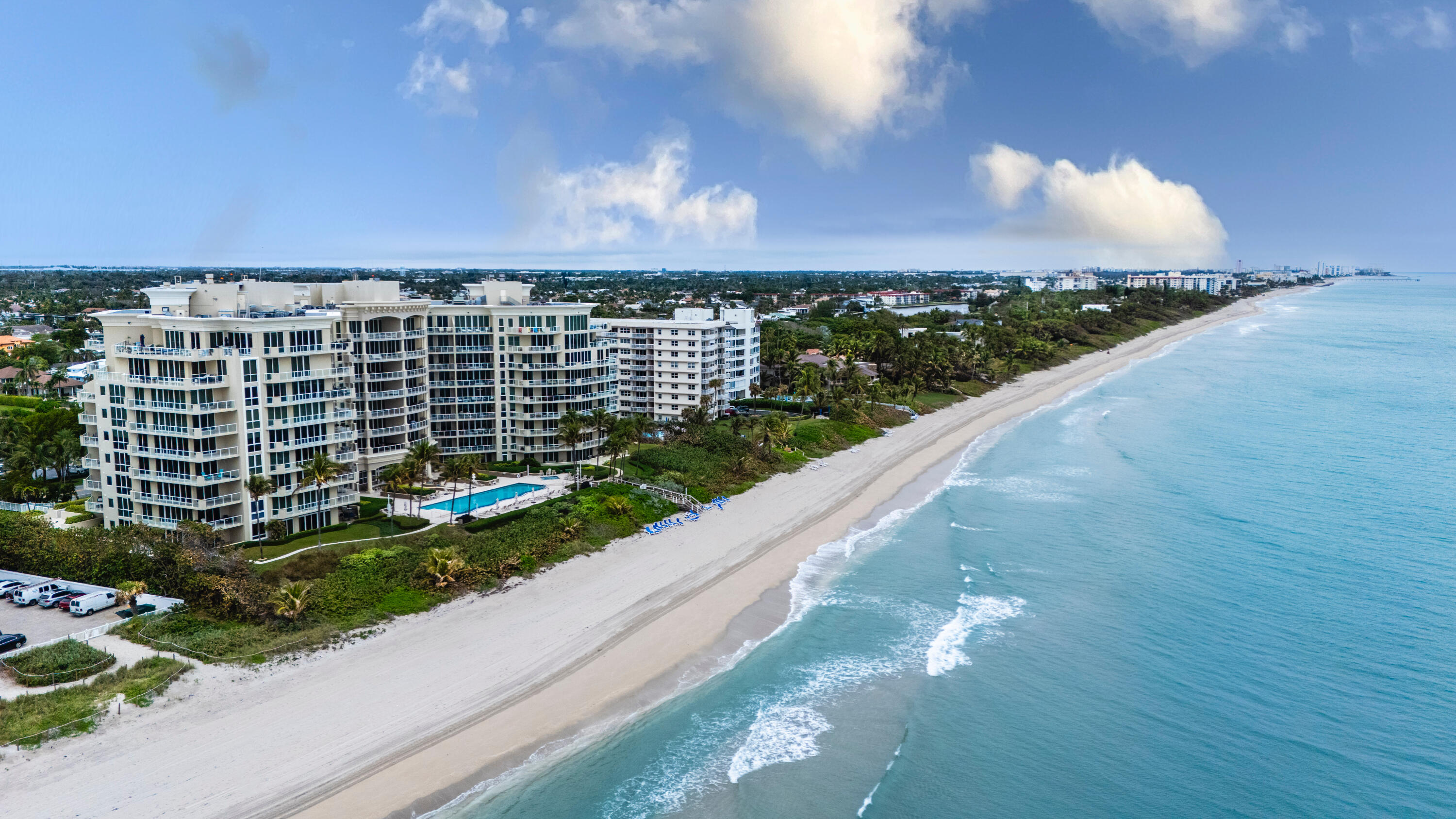 Exceptional two-bedroom, two-and-one-half-bath corner residence on the prestigious Hillsboro Mile.
This distinguished corner residence offers an elevated standard of living within one of South Florida's most sought-after boutique luxury condominiums. Designed to capture the essence of coastal sophistication, the residence features expansive high ceilings and floor-to-ceiling glass throughout, allowing for uninterrupted panoramic views of the Atlantic Ocean from every principal room. The result is a serene, light-filled environment that seamlessly blends indoor comfort with the natural beauty of its surroundings.
The building recently completed an extensive multimillion-dollar renovation, fully funded with no assessments to residents. This comprehensive enhancement project has elevated both the aesthetic and functional qualities of the property, ensuring a refined living experience for years to come.
Residents enjoy an exceptional suite of amenities, thoughtfully curated to promote comfort, convenience, and leisure. These include:
  A two-story, fully equipped fitness center, offering a sophisticated environment for personal wellness.
  An elegantly designed social and events room, ideal for hosting private gatherings or community functions.
  24-hour manned security, in addition to concierge services, valet parking, and an attentive on-site management team committed to maintaining the highest standard of service.
  A heated swimming pool and spa, all positioned to provide peaceful views of the Intracoastal Waterway.
  A private marina, offering an exceptional vantage point for enjoying waterfront sunsets.
  EV charging stations, private garage parking, and supplementary outdoor parking for added convenience.
  Private, direct access to the ocean, ensuring residents enjoy the exclusivity and tranquility of the Hillsboro Mile's pristine beachfront.
  A designated dog park, with the building welcoming dogs- rarity among luxury oceanfront communities.
This impeccably maintained property represents a rare opportunity to reside in a residence that harmoniously combines boutique luxury, modern amenities, and unparalleled oceanfront vistas. It is truly one of South Florida's hidden gems, offering a lifestyle defined by elegance, privacy, and coastal serenity.