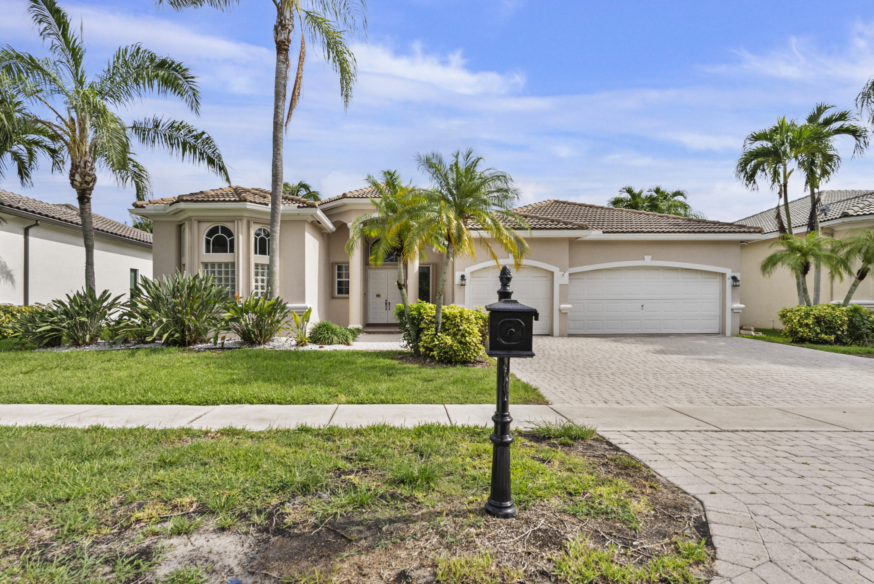 A canvas of possibilities to make this 5 bedroom, 3 1/2 bath residence your own.   Boasting 2,872 a/c sq. ft., the home offers a split bedroom plan, high ceilings, and rays of sunlight.  3 car garage.  Private rear yard.   Avalon is an impeccably maintained community with low HOA that includes, cable, ADT security, and internet.   Pool Heater 1 1/2 years old.  Two a/c's replaced within the last 2 years.  Six month old Washing Machine.   Walk to House of Worship, and zoned for Boca's top rated schools.  Please note that some photos are virtually staged.