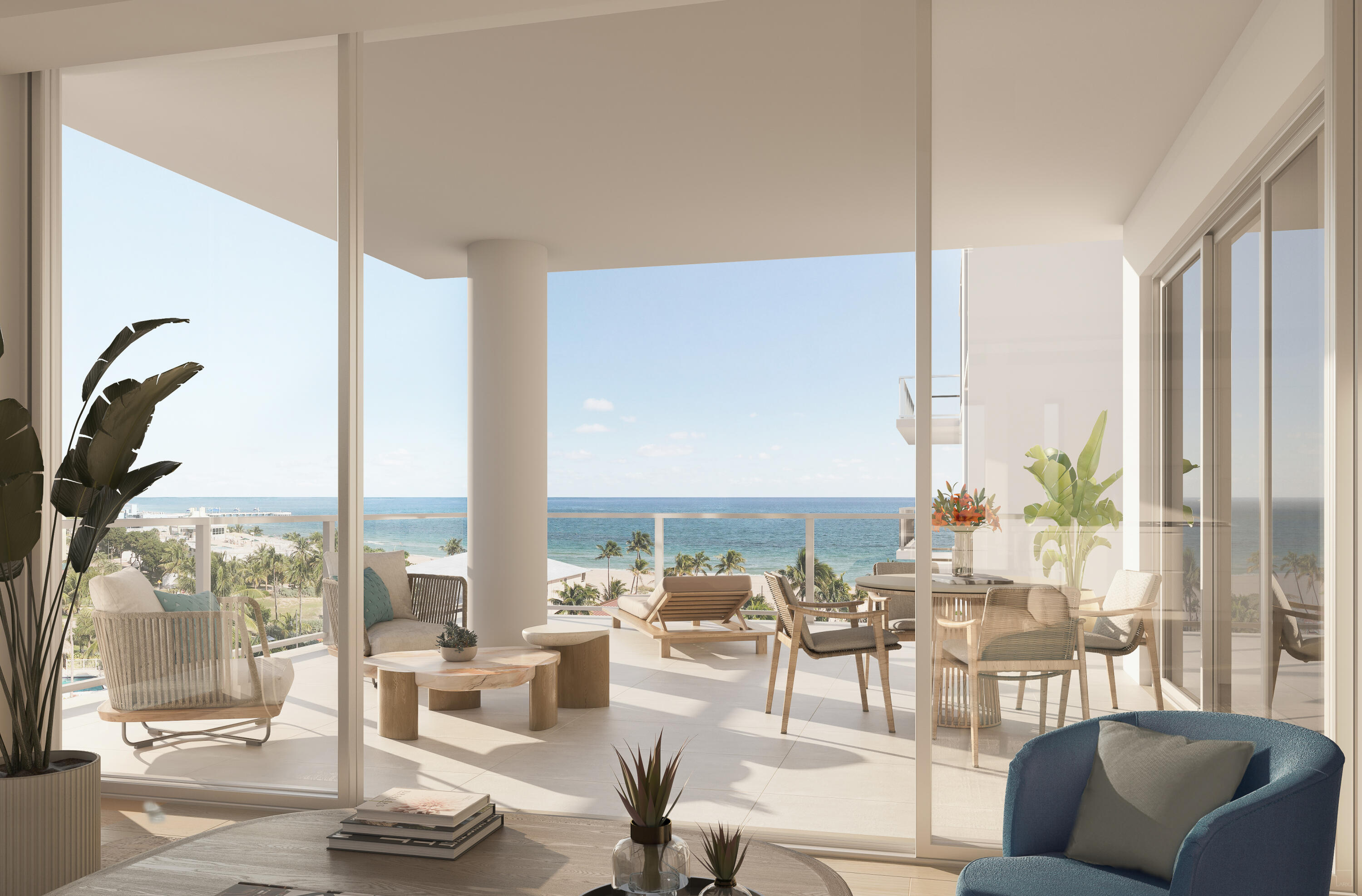 Open Now! Indoor-Outdoor living at its best! Discover your exclusive oasis in this stunning new construction oceanside condominium, boasting spacious 3 bedroom, 3 1/2 bathrooms units. Experience unparalleled views of the Atlantic Ocean with floor to ceiling high-impact windows and sliders, bathing each residence in an abundance of natural light. Expansive outdoor terraces extend the living space dramatically, offering substantial usable square footage, on average 14x20 feet, ideal for elevated indoor-outdoor living. Designed to comfortably accommodate full outdoor furniture groupings and dining areas, these terraces provide a rare opportunity for seamless alfresco dining or peaceful enjoyment of the morning sunrise. Culinary enthusiasts will delight in the gourmet   groupings and dining areas, these terraces provide a rare opportunity for seamless alfresco dining with friends and family or peaceful enjoyment of the morning sunrise. Culinary enthusiasts will delight in the gourmet kitchen featuring top-of-the-line Wolf & Sub-Zero appliances, complemented by exquisite Italian cabinetry, that add a touch of sophistication to every meal. With only 40 exclusive units, four dedicated semi-private elevators, self-parking spots as well as valet services, and over 20,000 square feet of exceptional amenities on par with a 5-star resort, such as beach service, concierge service, a state-of-the art fitness center, spa, lap pool, summer kitchen, aqua loungers, massage room, Swedish sauna and more, Salato residences provides the perfect blend of privacy and luxury.