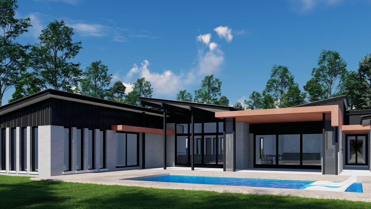 Rare opportunity to own a secluded 1 acre residential lot in Palm City with access from two streets and a deeded private dock slip. Located on a protected waterway just off the St. Lucie River, the community offers a boat ramp, deep water and quick ocean access, approximately 18 minutes to the inlet. The property includes approved contemporary architectural plans thoughtfully designed to complement the natural landscape. The proposed residence offers 3,104 square feet of living space with a total footprint of 4,988 square feet and features three en suite bedrooms with an optional fourth bedroom, a private office, a three car garage, and an expansive covered patio with a summer kitchen. Dual access allows flexibility for a guest dwelling, RV access, or other uses. Surrounded by large estate homes in a quiet, tree lined neighborhood with buried power lines and a community park, this one of a kind lot offers privacy, boating, and convenience just minutes from dining, shopping, and fitness. This is a truly unique Treasure Coast offering that combines modern design potential, waterfront access, and natural beauty, making it ideal for both homeowners and investors looking to build a custom dream home.