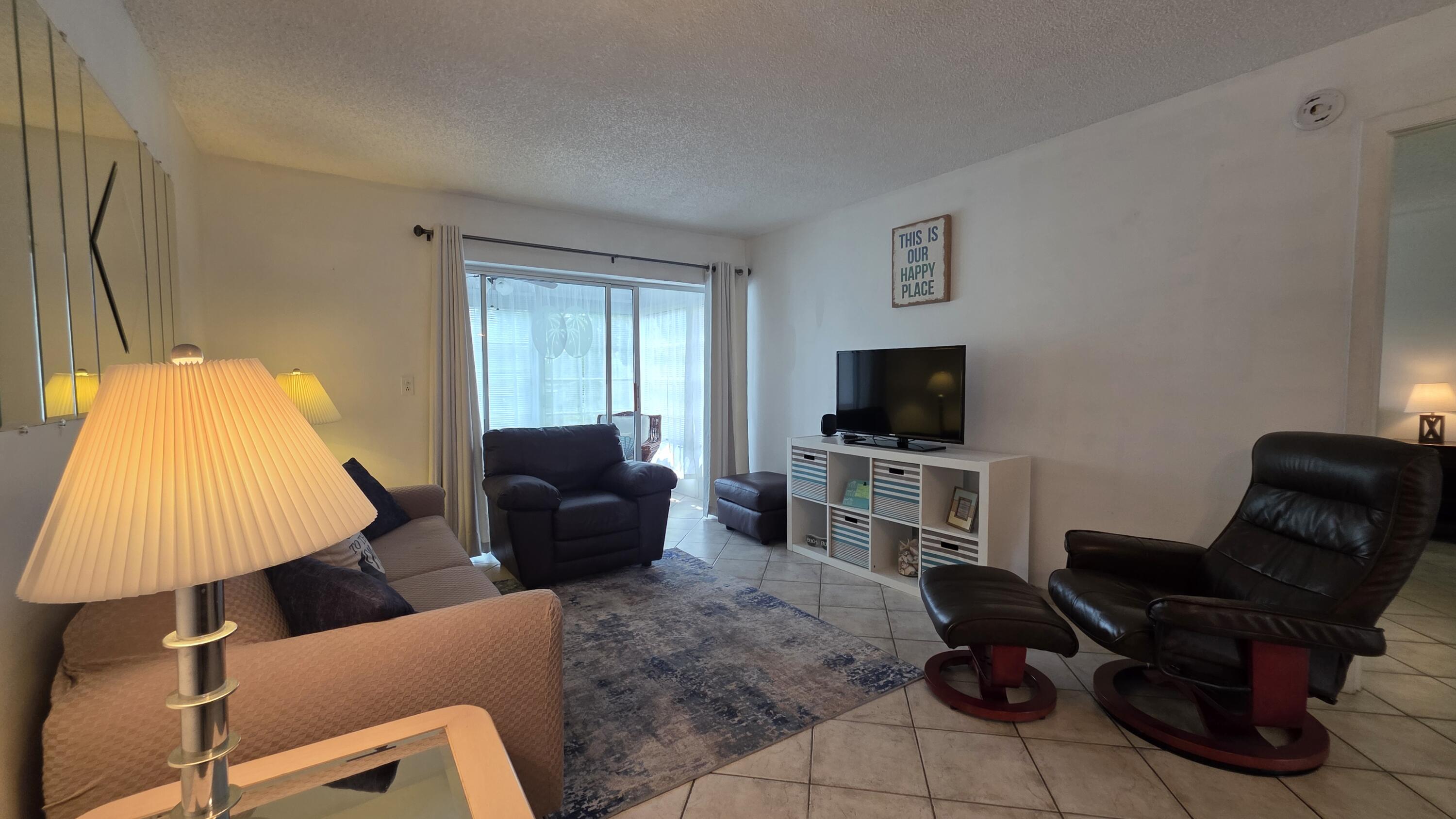 Beautiful 1/1.5 unit in an active 55 and over community. Property comes turn key furnished and is available now. Tile floors, enclosed balcony,  internet included ! call now won't last !