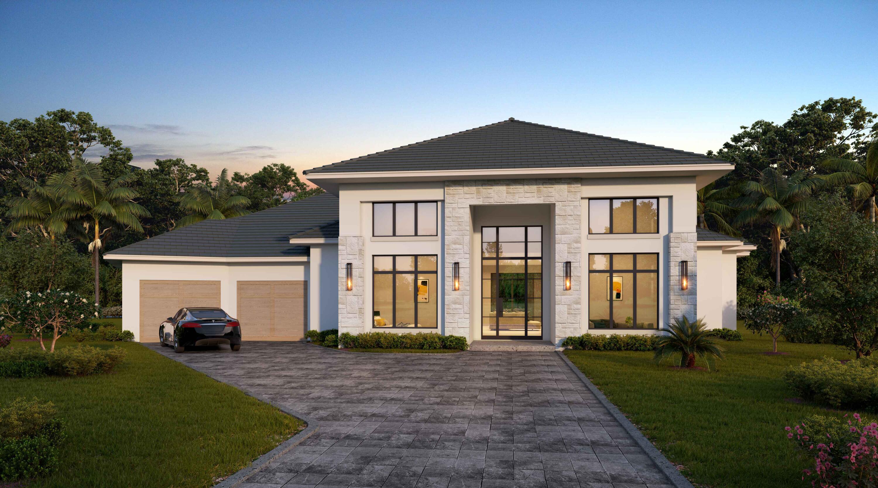 Once-in-a-lifetime opportunity to purchase a brand new construction luxury estate on the established, highly coveted street of Golf Brook Drive in the Palm Beach Polo Club! Situated on a pie shaped lot at the end of a cul-de-sac, this property boasts panoramic lake front views with the Dunes preserve just beyond that. Hand curated by the renowned Marc-Michaels Interior Design, the exciting, bold and modern interior breaks the mold on luxury home design. Each space is perfectly balanced with eye-catching fixtures, exquisite finishes and accent pieces that create truly unique spaces. The sprawling single level home features 4 bedrooms, 4 full and 1 half baths and an oversized 2-car garage. There is a stunning private study, great room with a fireplace and glass-walled wine cellar, chef's kitchen with a butler's pantry and an entertainer's dream club room with a full-sized wet bar. The stately, expansive primary wing offers 13 foot coffered ceilings, sitting area, oversized walk-in closet, and a large resort-style bathroom. The large courtyard-style outdoor living area features entry from the club room, great room and primary bedroom and boasts a fireplace and summer kitchen.