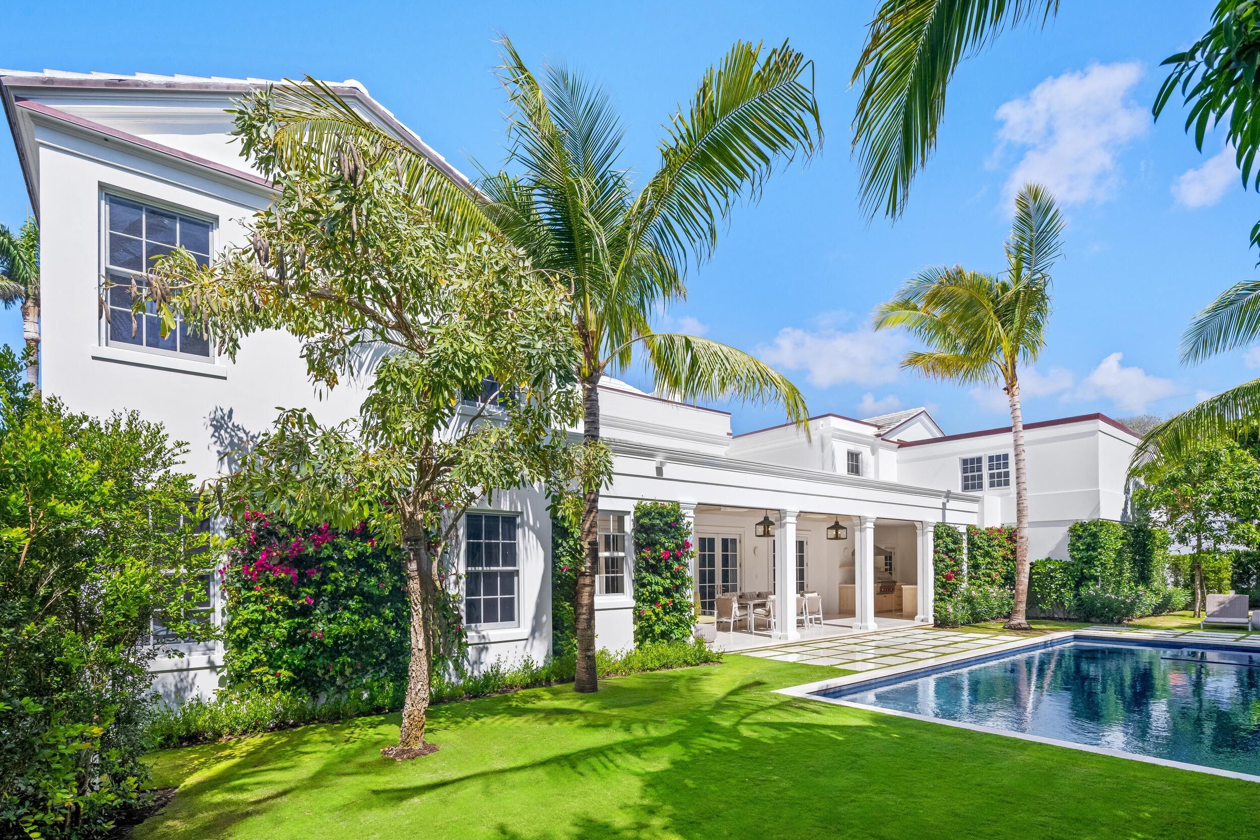 Set on the corner of coveted deeded beach access Eden Road, this exceptional Palm Beach estate offers a rare blend of historic pedigree, modern sophistication, and serene coastal living. Originally designed by renowned architect John Volk and masterfully gut renovated by Sciame, the residence spans approximately 7,180 square feet on .33 acres, delivering both grandeur and comfort across five beautifully appointed bedrooms.  A designated private office provides a refined workspace, while the primary suite serves as a luxurious retreat with dual baths and expansive his-and-her closets. The interiors are further enhanced by bespoke Leeds cabinetry and a fully integrated Savant smart home system, offering seamless livability, entertainment, and security.   The chef's kitchen is outfitted with top-of-the-line Wolf and Sub-Zero appliances, blending performance with sleek style. A whole-home water filtration system adds another layer of modern convenience. Every inch of the home reflects thoughtful craftsmanship and elevated design.  Outdoors, lush, meticulous designer landscaping by Nievera Williams surrounds a stunning pool and elegant summer kitchen, perfect for North End relaxation. Rare alley-access parking adds convenience for staff and guests, and privacy for residents. Nearby beach access and the scenic lakefront trail, both just steps away from the front door, complete the lifestyle offering - allowing residents to immerse themselves in island life.   Positioned in one of the island's most desirable and tranquil enclaves, this residence is a rare legacy property, where stately Palm Beach architecture meets the finest in contemporary luxury.  DISCLAIMER: Information published or otherwise provided by the listing company and its representatives including but not limited to prices, measurements, square footages, lot sizes, calculations, statistics, and videos are deemed reliable but are not guaranteed and are subject to errors, omissions or changes without notice. All such information should be independently verified by any prospective purchaser or seller. Parties should perform their own due diligence to verify such information prior to a sale or listing. Listing company expressly disclaims any warranty or representation regarding such information. Prices published are either list price, sold price, and/or last asking price. The listing company participates in the Multiple Listing Service and IDX. The properties published as listed and sold are not necessarily exclusive to listing company and may be listed or have sold with other members of the Multiple Listing Service. Transactions where listing company represented both buyers and sellers are calculated as two sales. "No payments made until title passes" Some affiliations may not be applicable to certain geographic areas. If your property is currently listed with another broker, please disregard any solicitation for services. Information published or otherwise provided by seller, listing company or its representatives is deemed reliable but are not guaranteed and subject to errors, omissions, or changes without notice. Copyright 2026 by the listing company. All Rights Reserved.