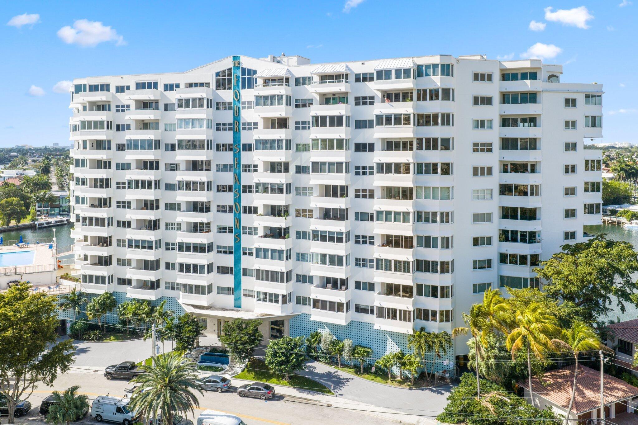 Rarely offered 01 Line Unit in the prestigious Four Seasons Condo. Unbelievable waterfront, ocean, cruise port and downtown views from every room of this 270 degree east, south and west facing unit. An expansive and open concept east to west living room, dining room and raised den provide the perfect entertaining space from sunrise to sunset. The renovated kitchen features an upgraded stainless steel appliance package, custom wood cabinetry and downtown skyline views. Three dedicated bedrooms each with a renovated or mid-century timepiece attached bath and walk-in closets compete this impressive unit. Four zone HVAC - all recently replaced. 24-hour concierge, available dockage at just $11/foot/month and large pet friendly. Moments from Fort Lauderdale Beach and Las Olas Shopping/Dining.