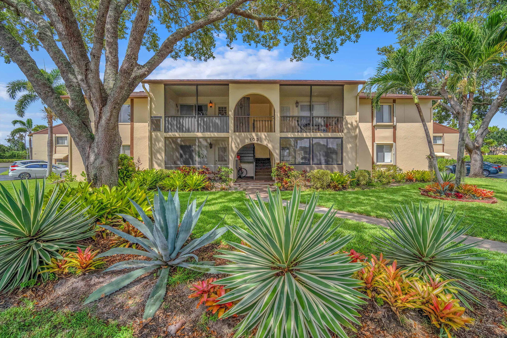 Move right into this completely turnkey furnished 2/1 top-floor condo in the desirable Pine Ridge South 55+ community. Whether you're looking for a full-time residence, seasonal getaway, or low-maintenance Florida retreat, this one is ready for you. Inside, you'll find ceramic tile flooring throughout, that's easy to maintain. The updated bathroom adds a modern touch. Enjoy your morning coffee or unwind in the evening from the screened balcony, offering a peaceful place to relax. Conveniently located near the clubhouse & community amenities, residents enjoy a vibrant lifestyle with a community pool, shuffleboard, walking paths, bocce & a variety of social activities. Close to shopping, restaurants, medical facilities, golf courses, beautiful beaches, & airport. Dues include water & cable.