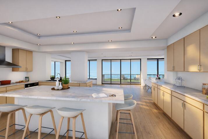 Directly on the beach this rarely available Banyan House 2-bedroom, 2.1-bath corner residence encompassing 2,091 total square feet, offers sweeping east and south exposures with truly panoramic ocean views. Ready right now to execute your own design or bring to life the seller's thoughtful floor plan and curated renderings, every detail offers the opportunity for refined, personalized luxury. The ocean-facing open plan kitchen is envisioned as an elegantly appointed chef's kitchen outfitted with premium Thermador appliances, designed to blend high performance with sophisticated style. Custom cabinetry, luxurious stone and high end finishes create an atmosphere befitting a distinguished oceanfront property. The iconic Banyan House is an intimate boutique building that has been meticulously updated to the highest standards including the State mandated Milestone Remediation. Owners enjoy an unparalleled lifestyle defined by privacy, exclusivity, and direct beach access. A dedicated 24-hour staff ensures seamless, attentive service, elevating everyday living to effortless luxury. Surrounded by lush, impeccably maintained grounds, the property features an expansive pool area ideal for serene days by the sea. Perfectly positioned just moments from the vibrant energy of Atlantic Avenue—renowned for its fine dining, upscale shopping, and lively entertainment—this residence also offers convenient access to all the best of the Palm Beaches. Act now and take occupancy this upcoming winter season!
